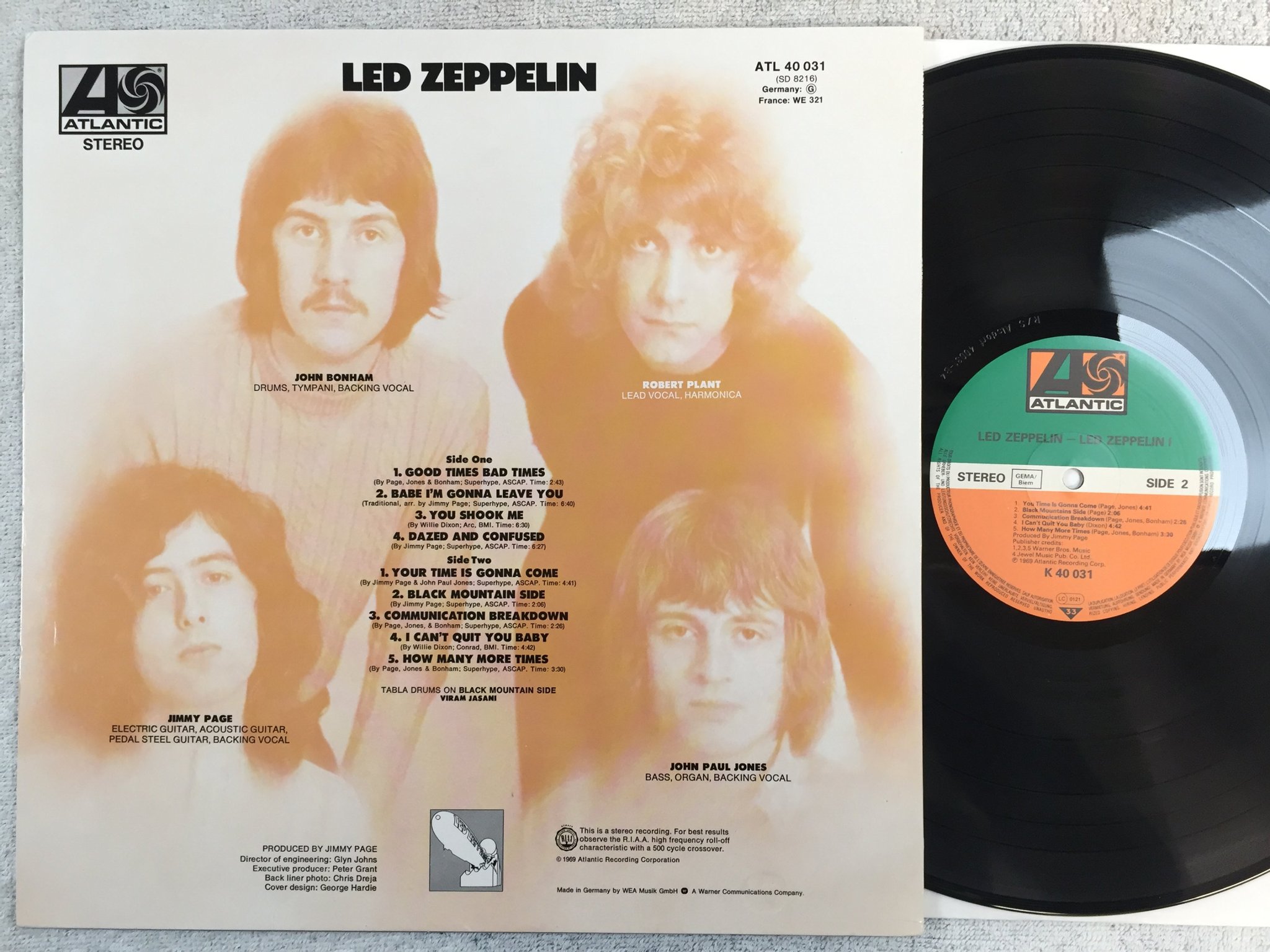 Omslagsbild för skivan LED ZEPPELIN s/t LP re Ger ATLANTIC K 40031