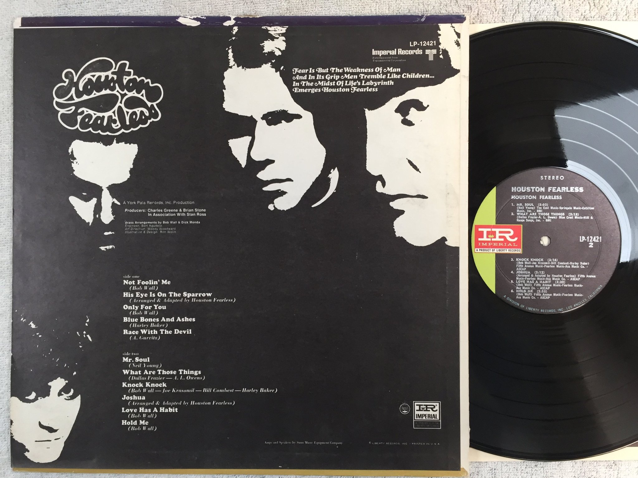 Omslagsbild för skivan HOUSTON FEARLESS s/t LP -69 US IMPERIAL LP-12421 psych