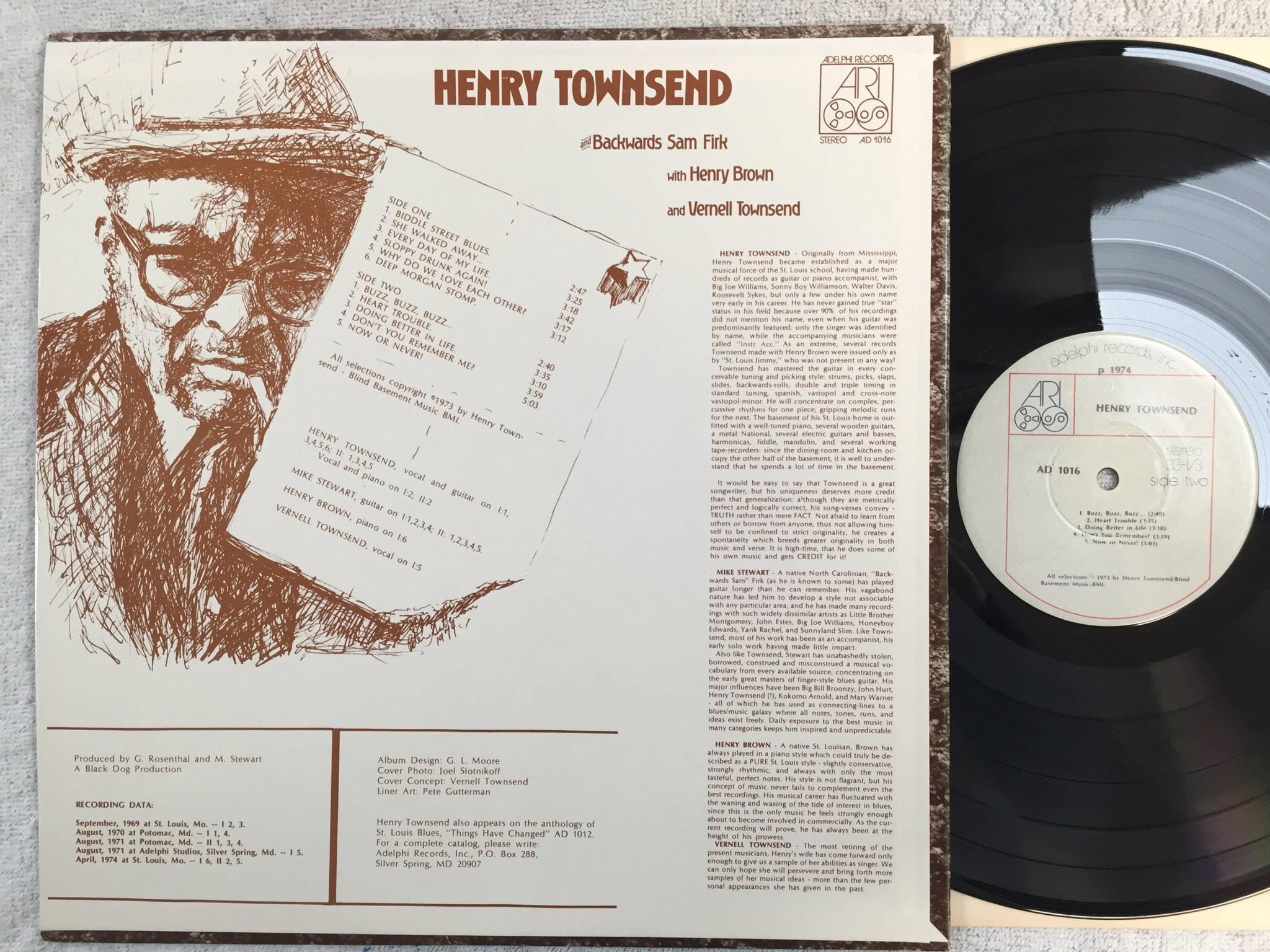 Omslagsbild för skivan HENRY TOWNSEND Henry T. Music Man LP -74 US ADELPHI AD 1016 blues