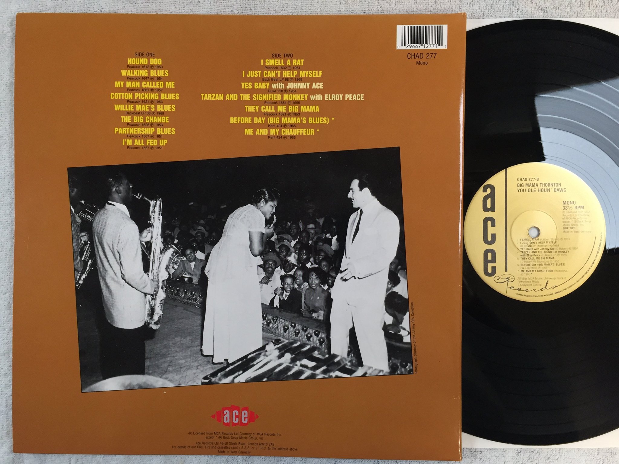 Omslagsbild för skivan BIG MAMA THORNTON you ole houn' dawg LP Ger ACE CHAD 277