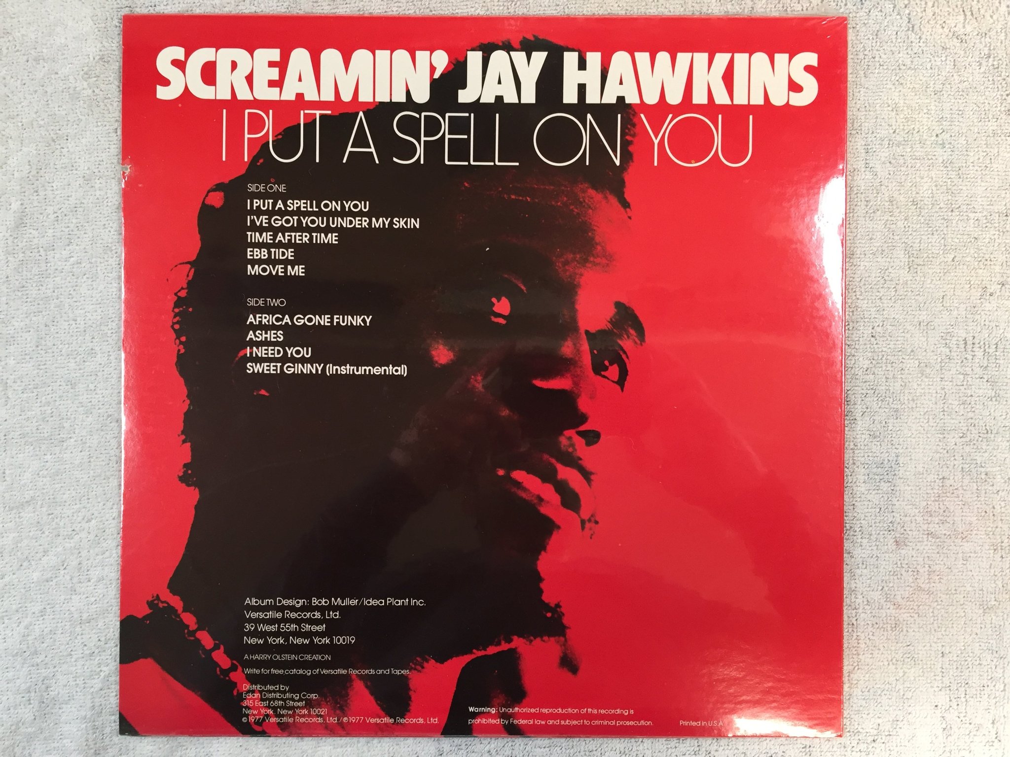 Omslagsbild för skivan SCREAMIN JAY HAWKINS I put a spell on you LP -77 US VERSATILE NED 1125 sealed