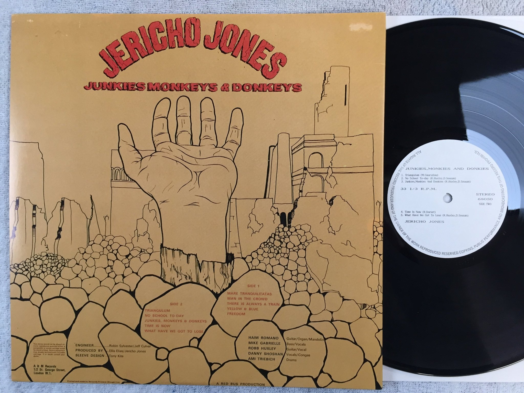 Omslagsbild för skivan JERICHO JONES junkies monkies and donkies LP un-re -95 68050