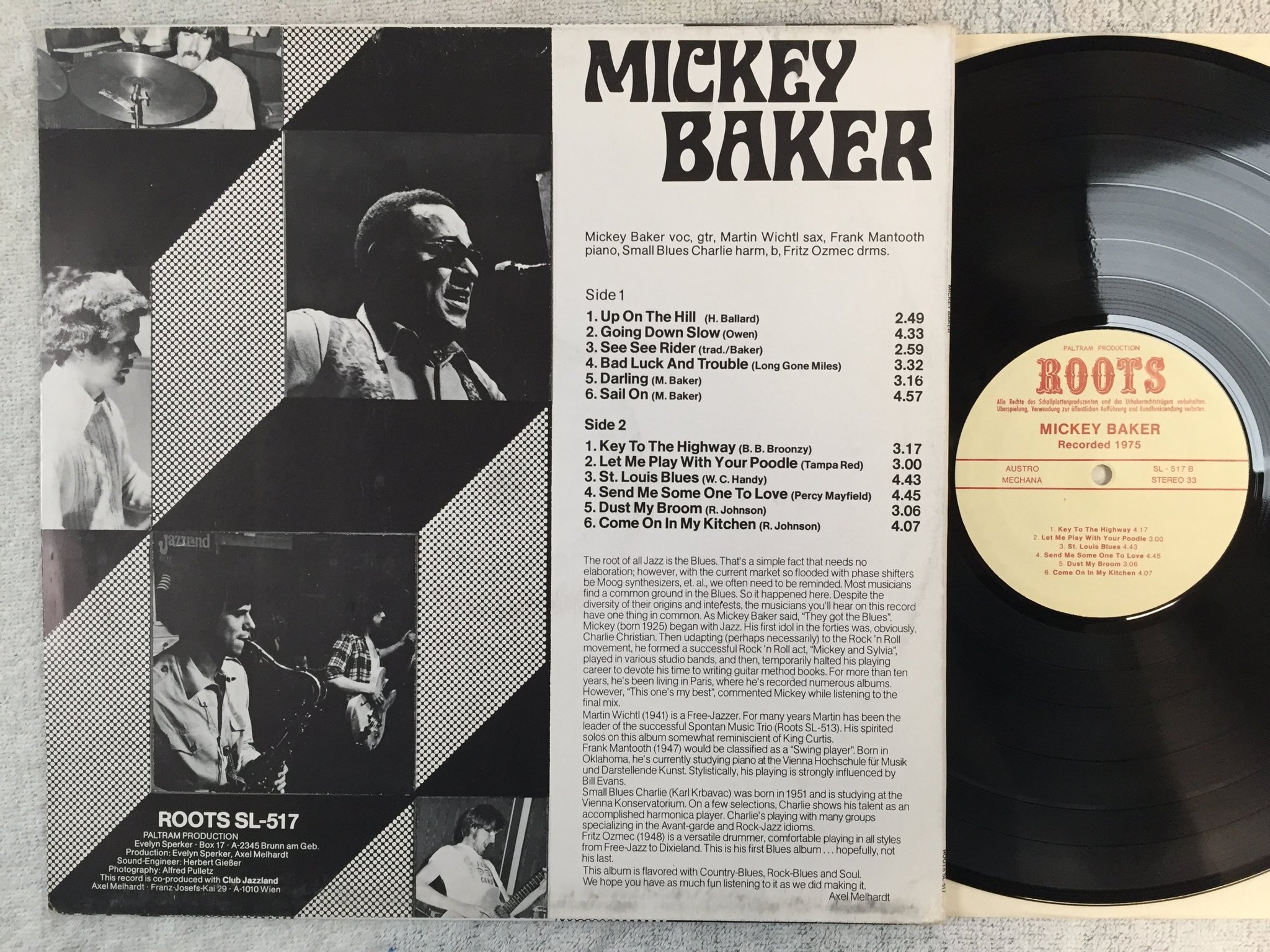 Omslagsbild för skivan MICKEY BAKER up on the hill LP -75 Austria ROOTS SL-517