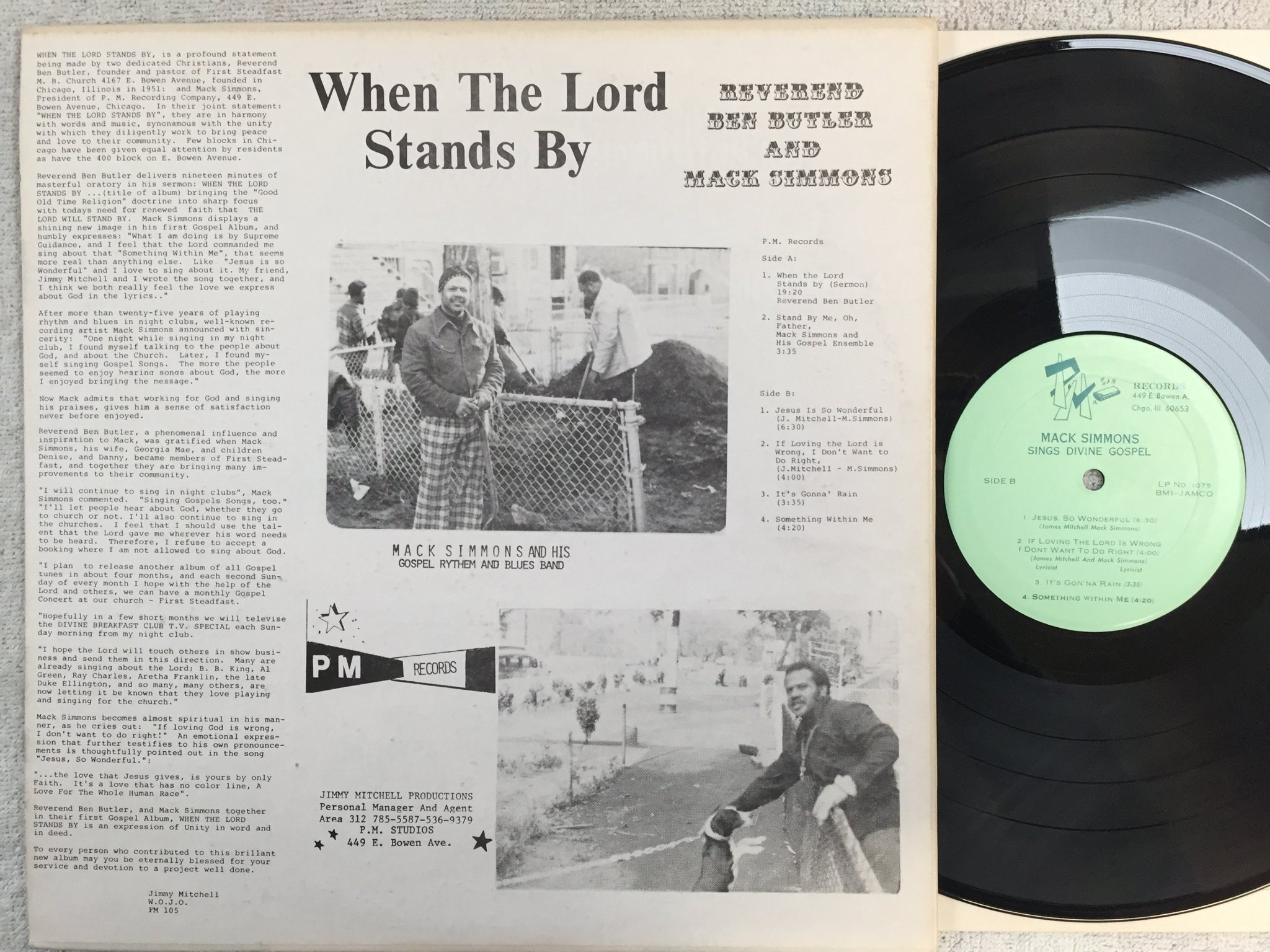 Omslagsbild för skivan MACK SIMMONS When The Lord Stands By LP -77 US PMLP 1075 mega rare 