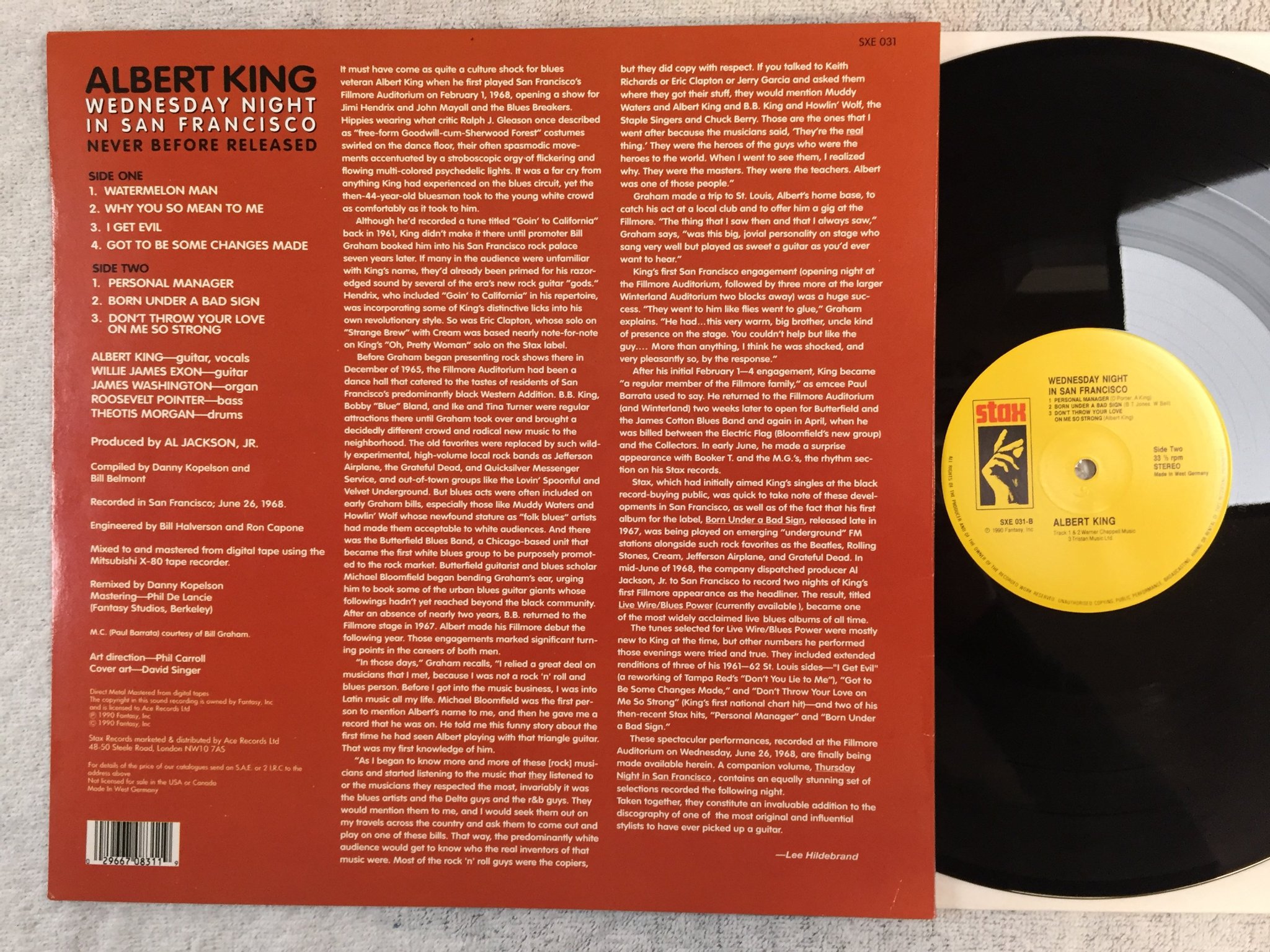 Omslagsbild för skivan ALBERT KING wednesday night in San Francisco LP -90 Ger STAX SXE 031