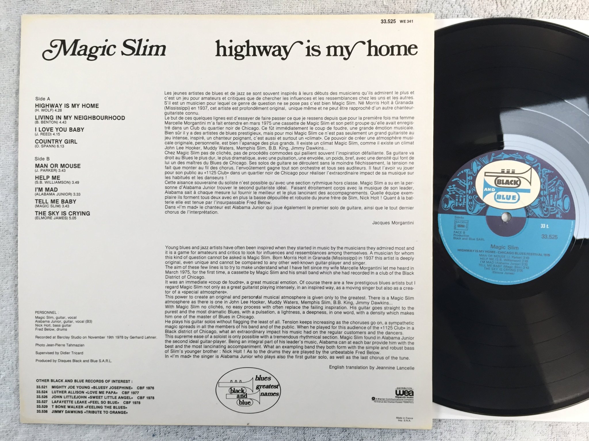 Omslagsbild för skivan MAGIC SLIM highway is my home LP -78 fra BLACK & BLUE 33.525