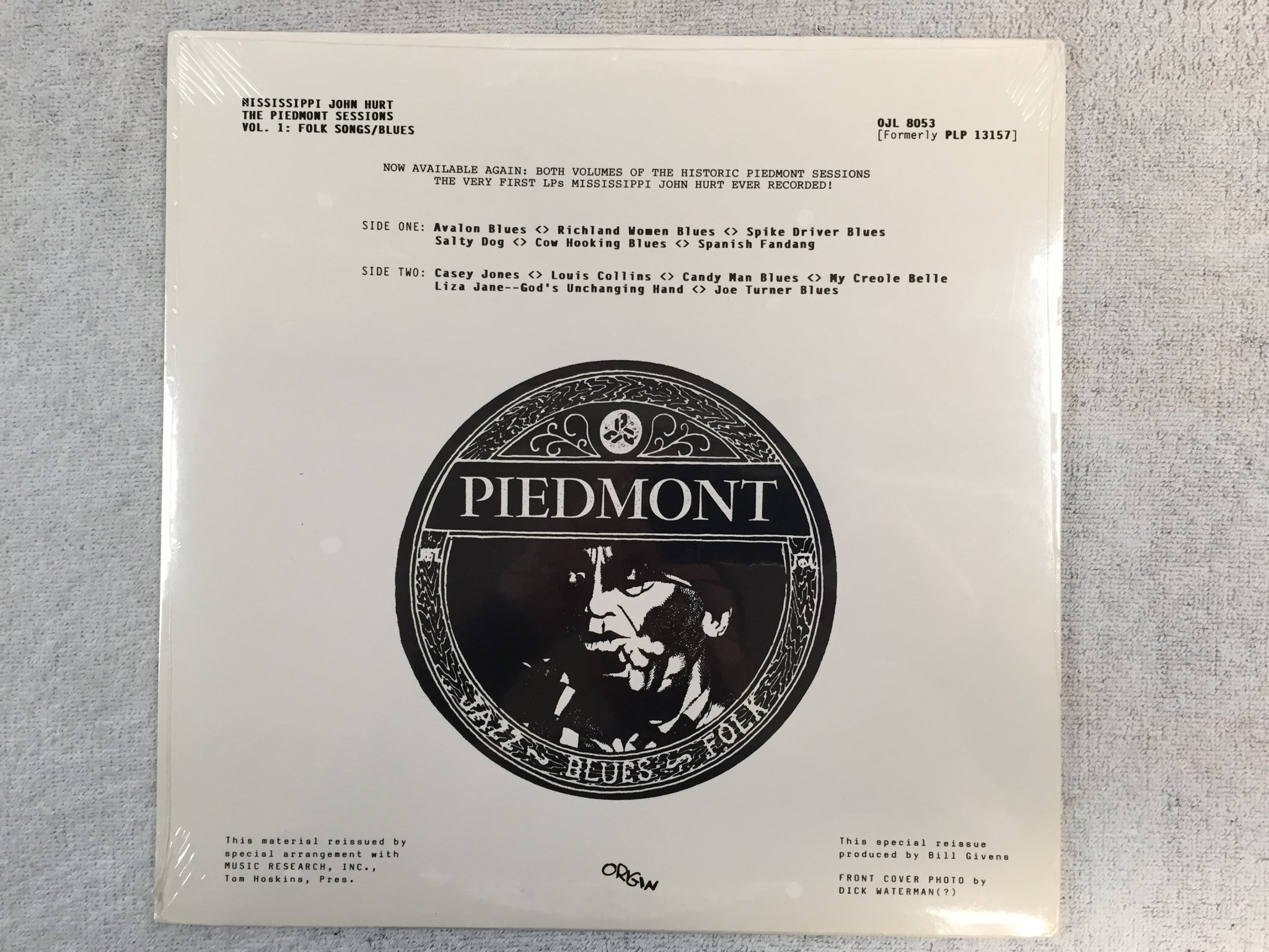 Omslagsbild för skivan MISSISSIPPI JOHN HURT vol I LP re ORIGIN JAZZ LIBRARY OJL 8053 sealed