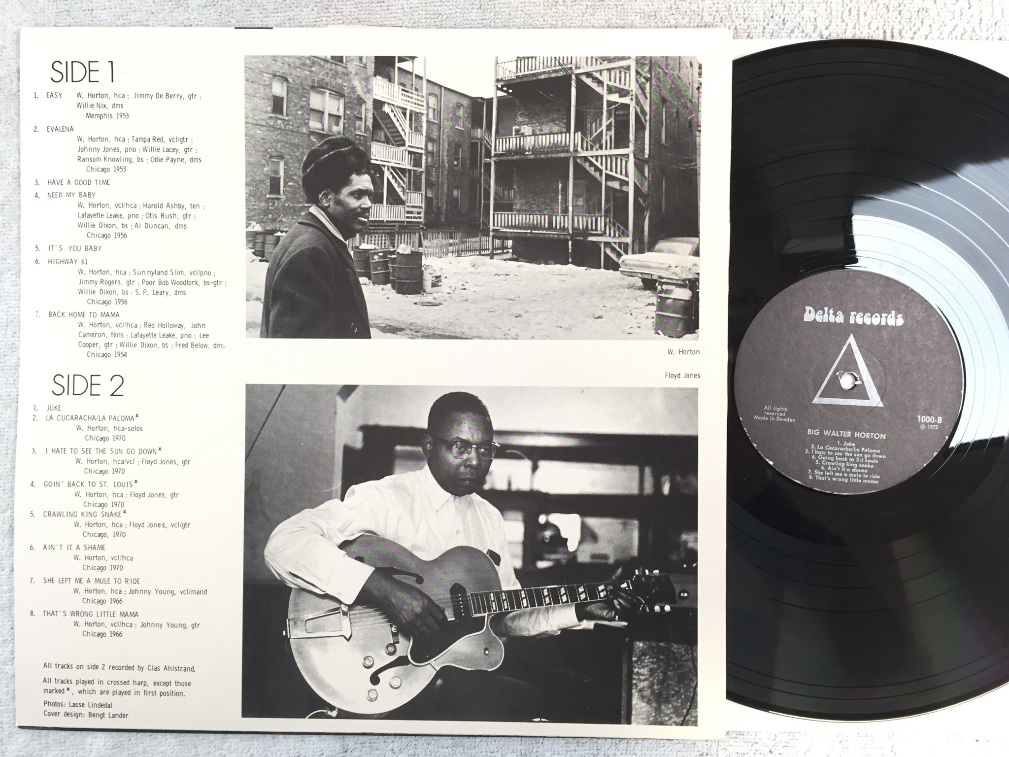 Omslagsbild för skivan BIG WALTER HORTON King Of The Harmonica Players LP -72 Swe DELTA 1000 