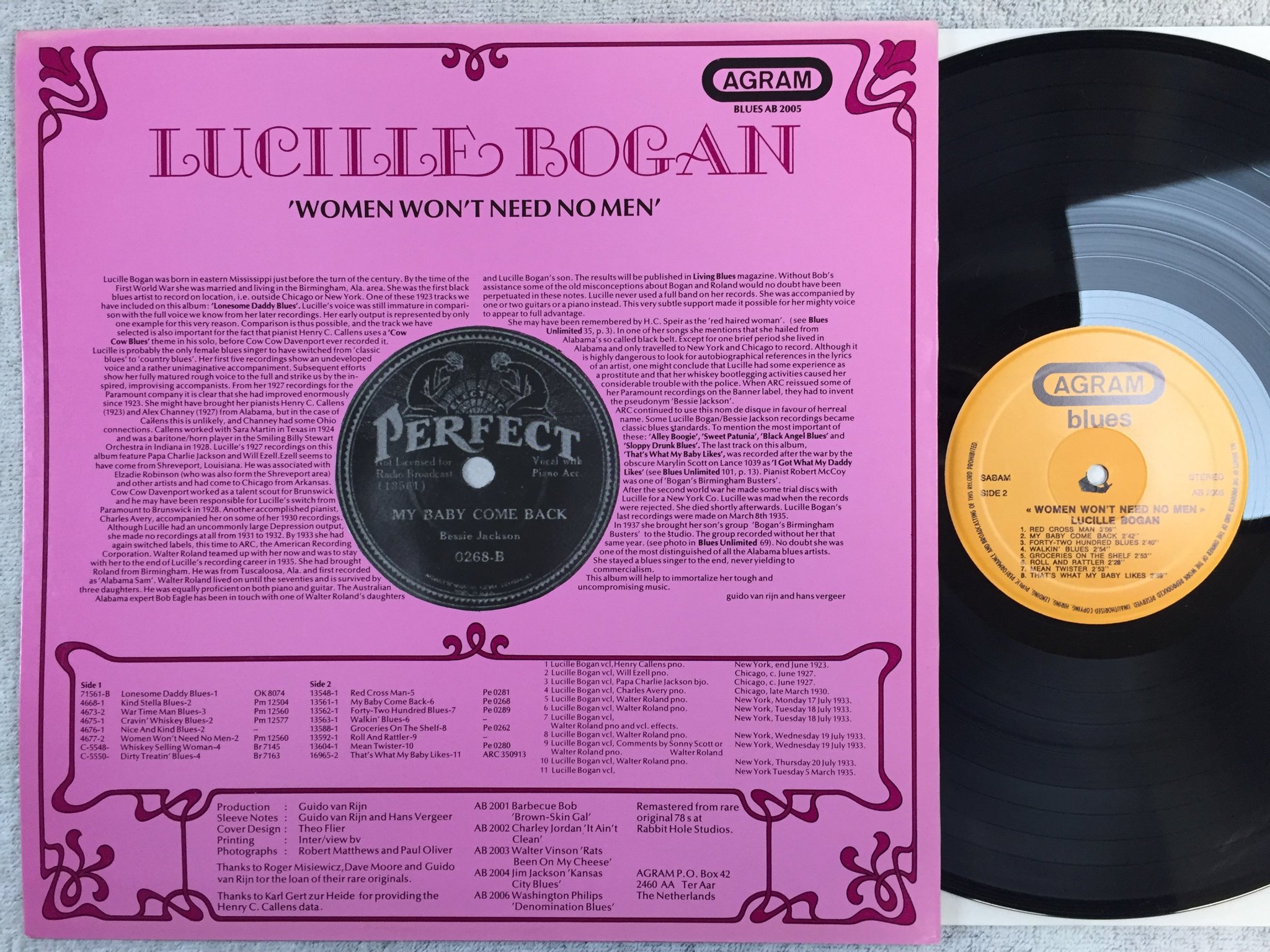 Omslagsbild för skivan LUCILLE BOGAN women won't need no men LP HOL agram blues AB 2005