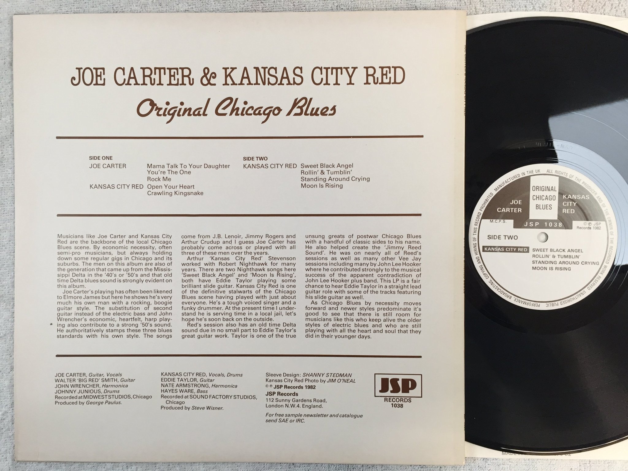 Omslagsbild för skivan JOE CARTER Kansas City Red LP -82 UK ORIGINAL CHICAGO BLUES JSP 1038