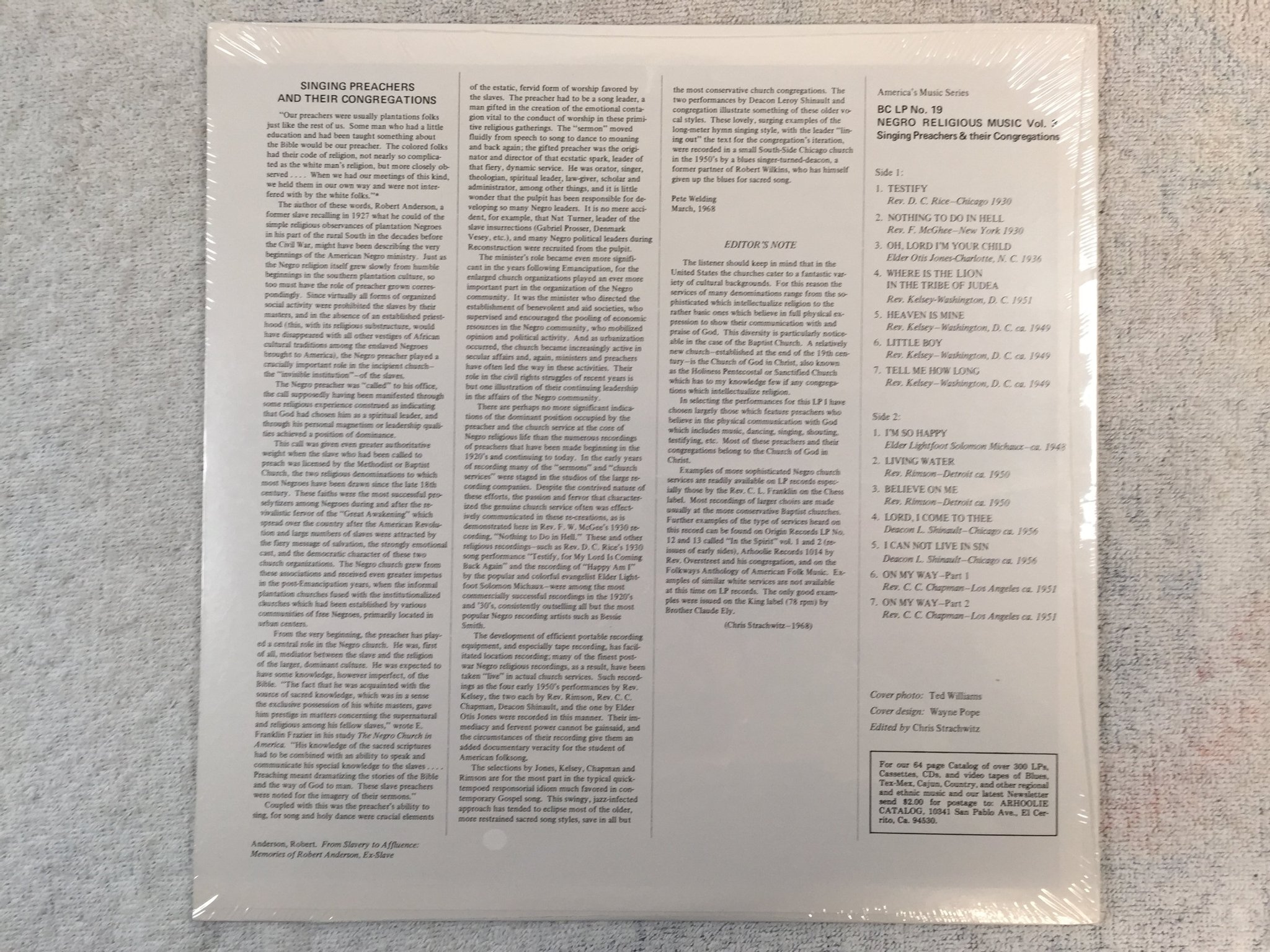 Omslagsbild för skivan SINGING PREACHERS & THEIR CONGREGATIONS vol 3  LP US BLUES CLASSICS BC 19 sealed