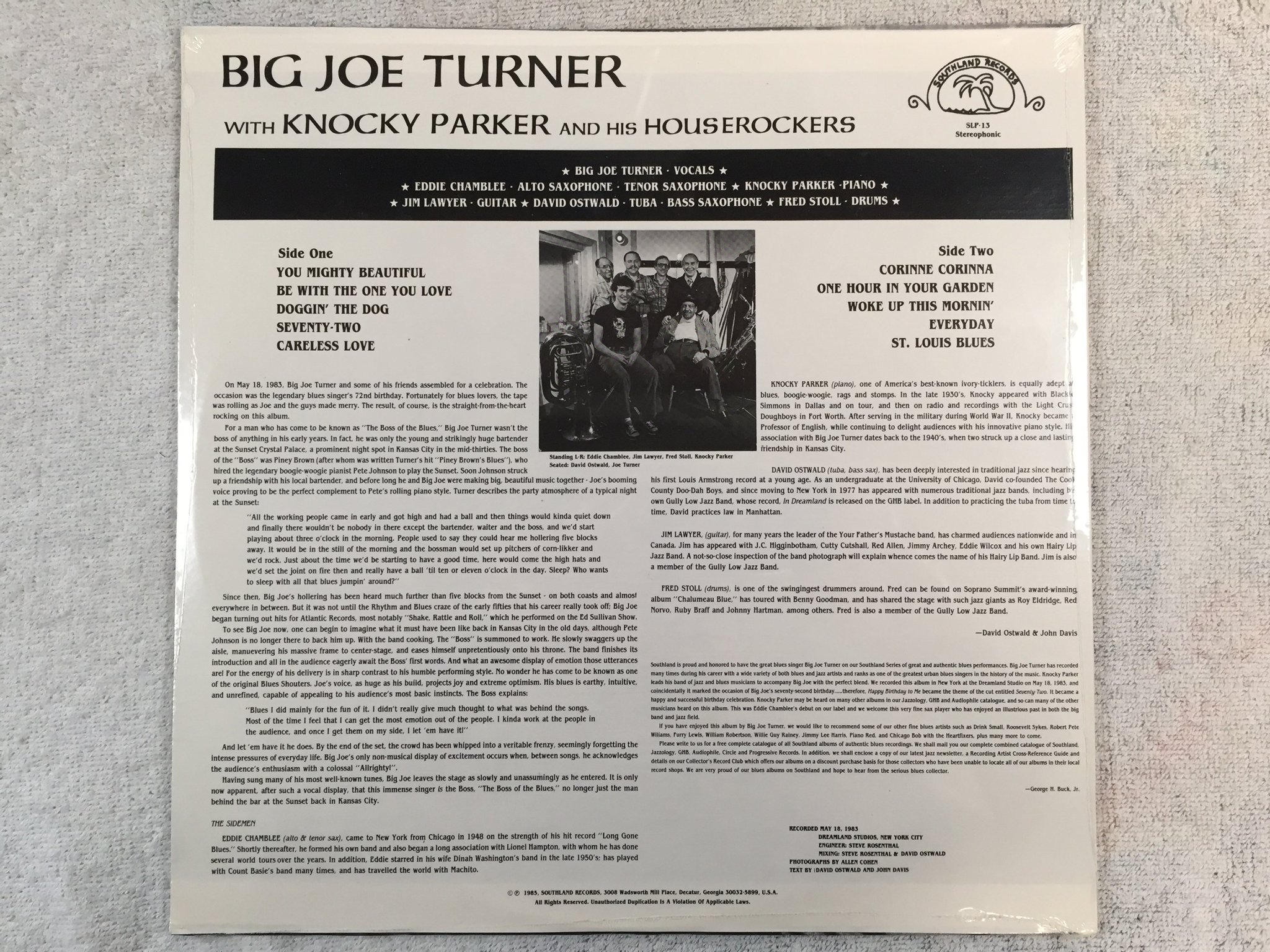 Omslagsbild för skivan BIG JOE TURNER with Knocky Parker LP -85 US SOUTHLAND SLP-13 sealed