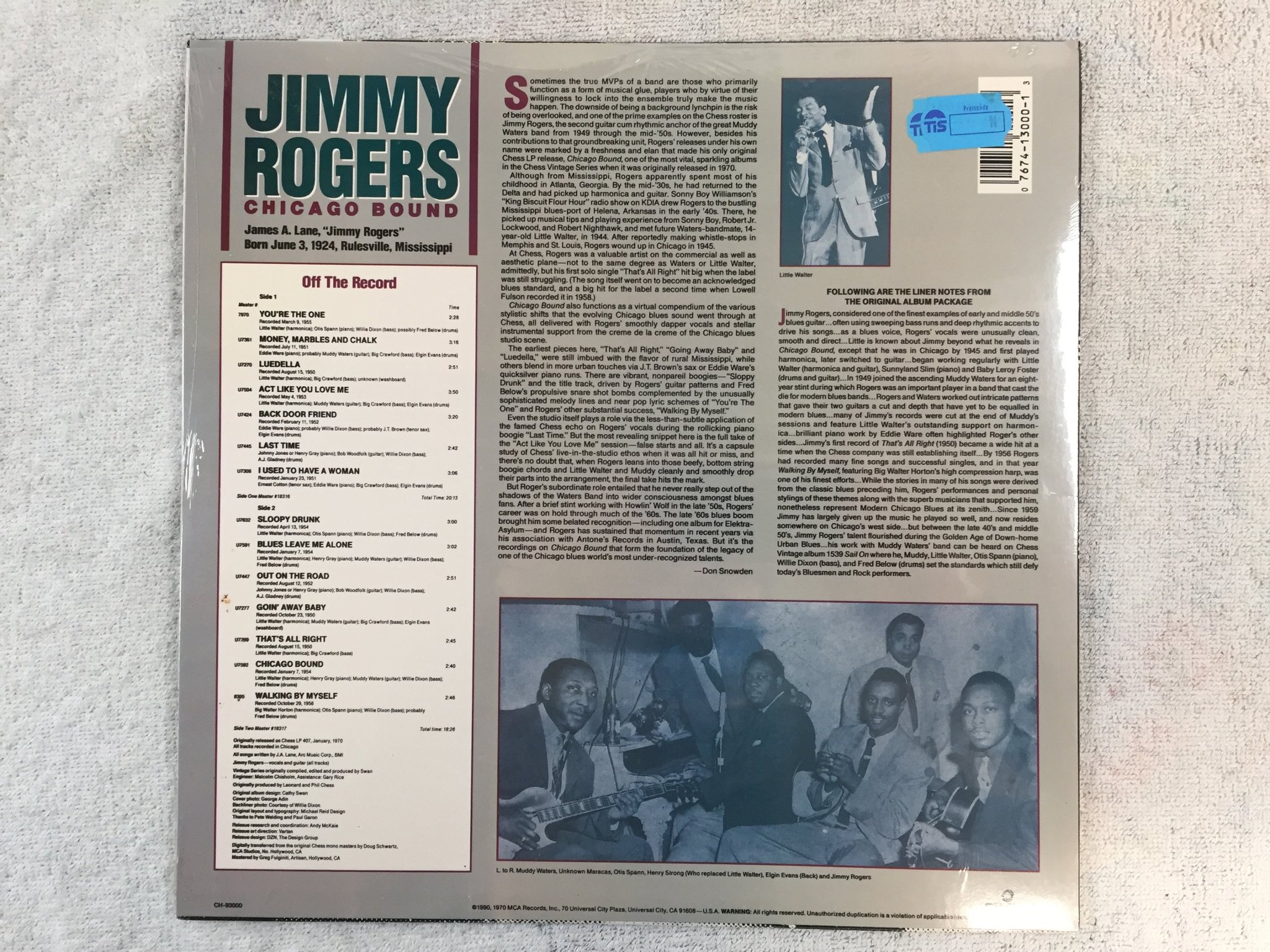 Omslagsbild för skivan JIMMY ROGERS Chicago Bound LP -90 US CHESS CH-93000 