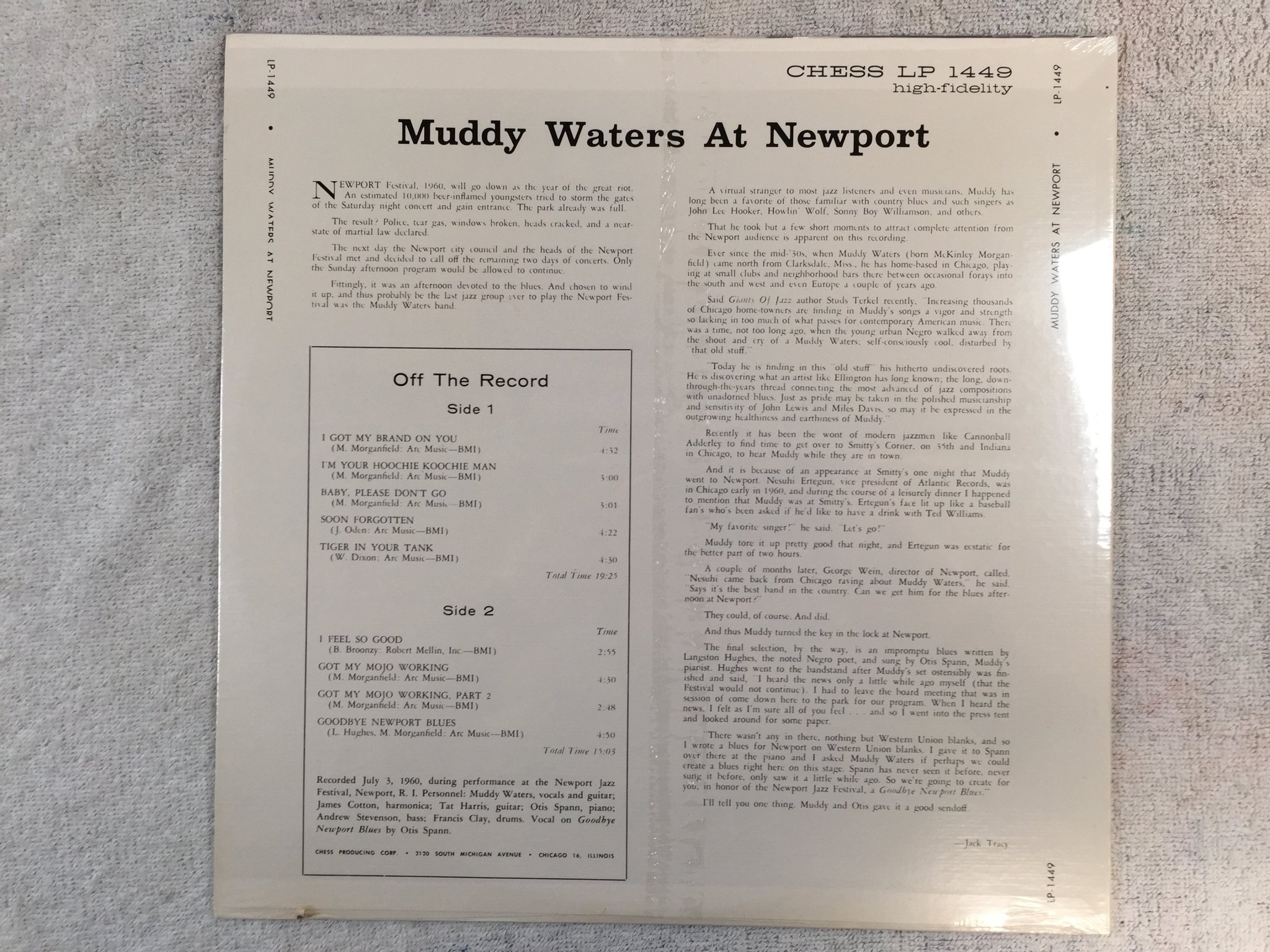 Omslagsbild för skivan MUDDY WATERS at Newport LP US CHESS LP 1449 Sealed