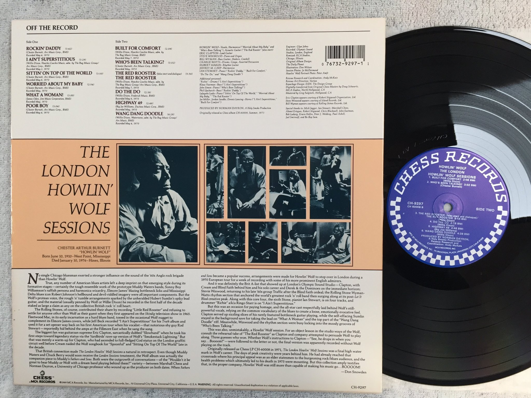 Omslagsbild för skivan HOWLIN' WOLF The London Howlin' Wolf Sessions LP -89 US MCA/CHESS CH-9297