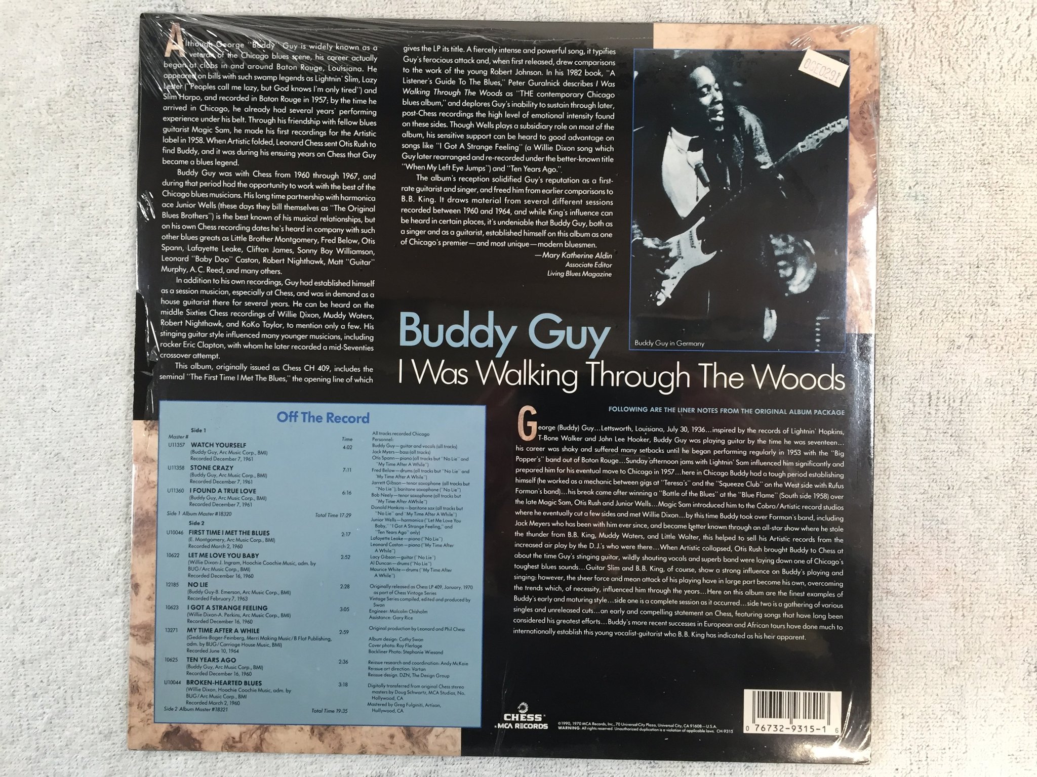Omslagsbild för skivan BUDDY GUY I Was Walking Through The Woods LP -90 US CHESS CH-9315 Sealed