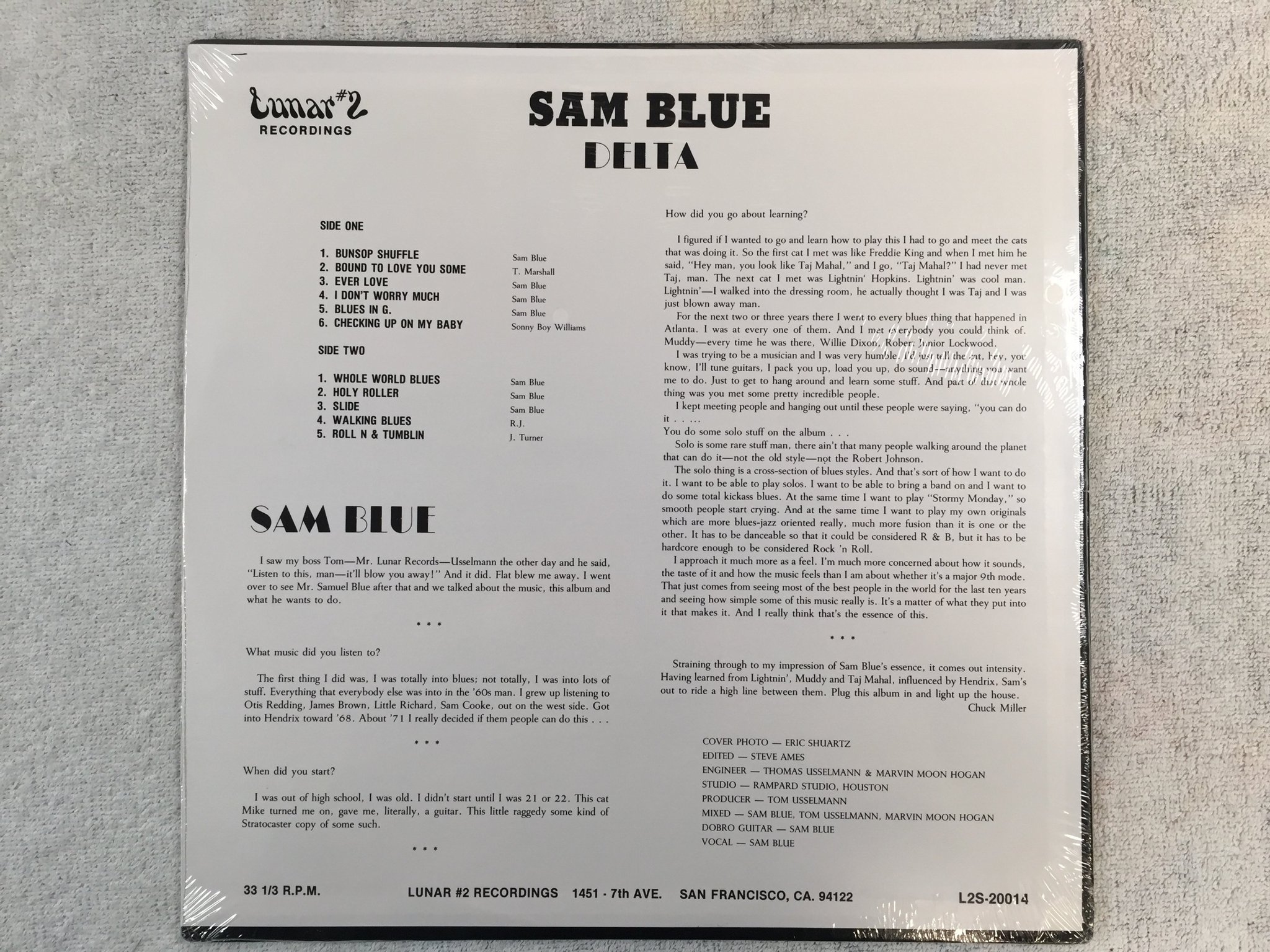 Omslagsbild för skivan SAM BLUE delta LP US LUNAR #2 L2S 20014 Sealed