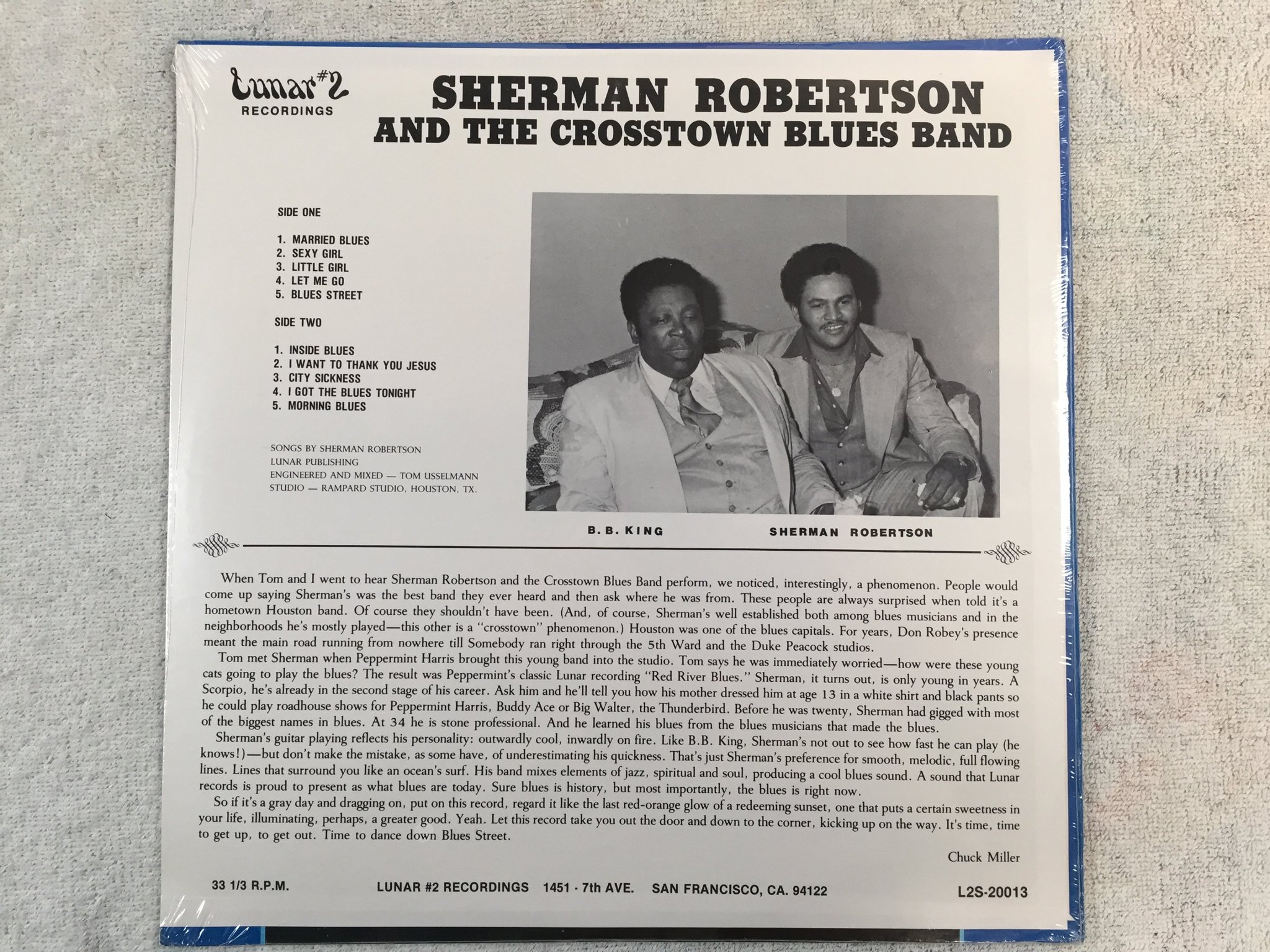 Omslagsbild för skivan SHERMAN ROBERTSON LP US LUNAR #2 L2S 20013 Sealed