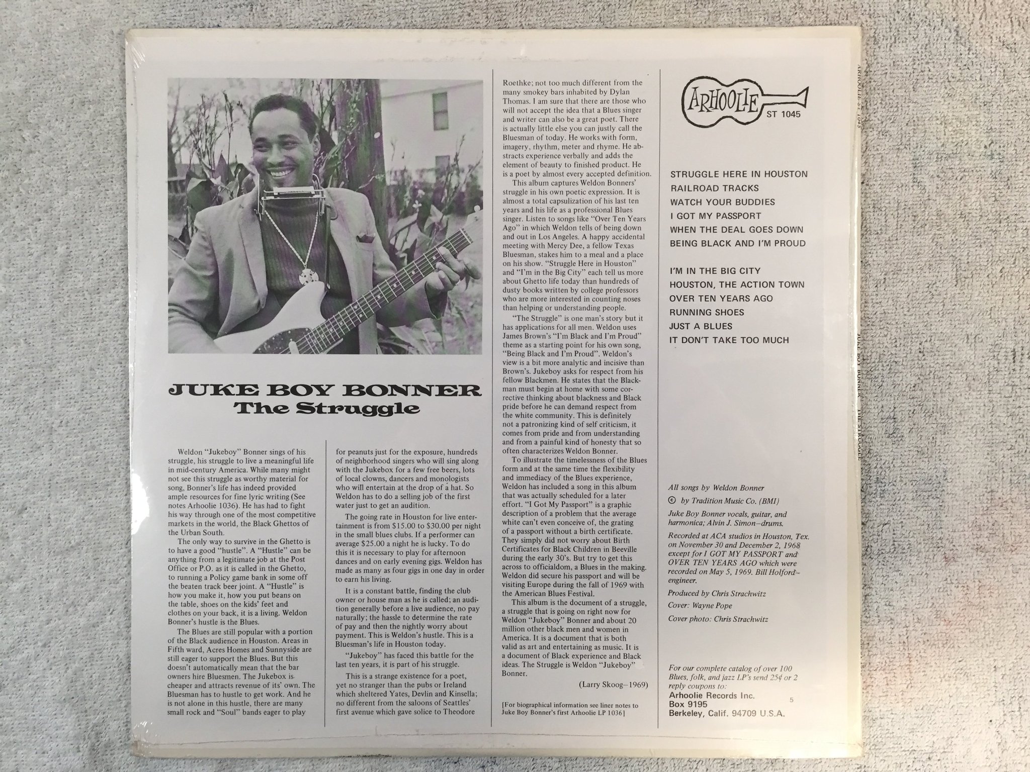 Omslagsbild för skivan JUKE BOY BONNER the struggle LP US ARHOOLIE ST 1045 Still sealed