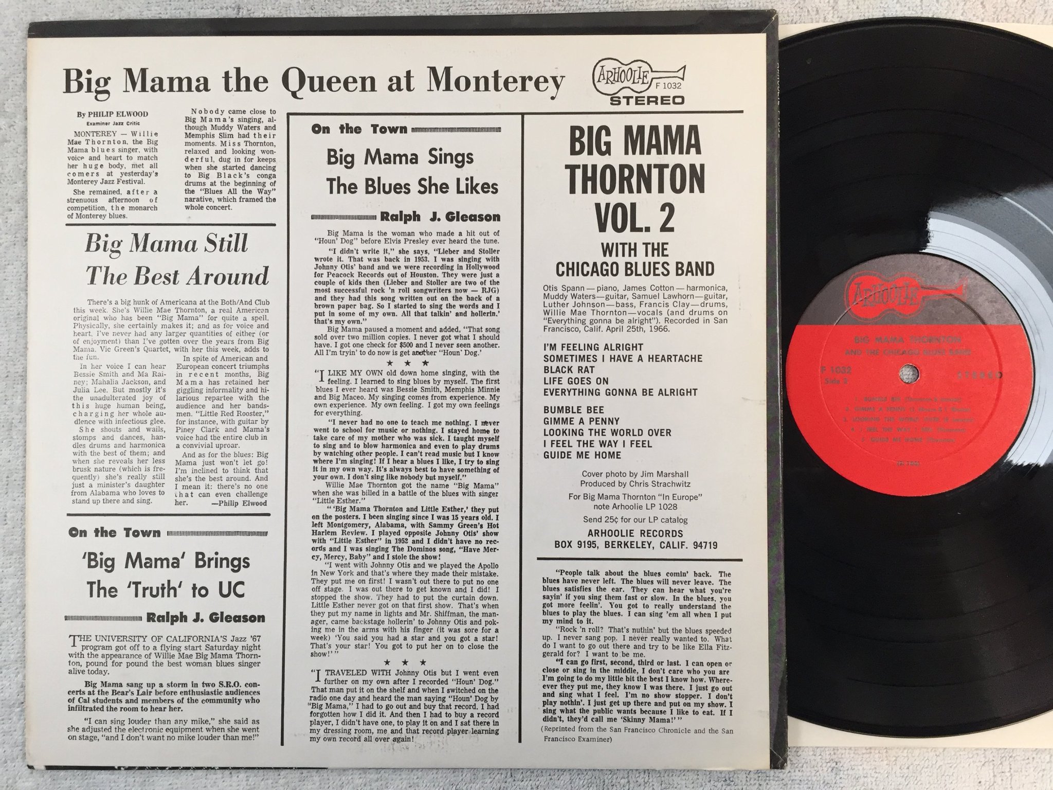 Omslagsbild för skivan BIG MAMA THORTON vol 2  LP US ARHOOLIE F1032