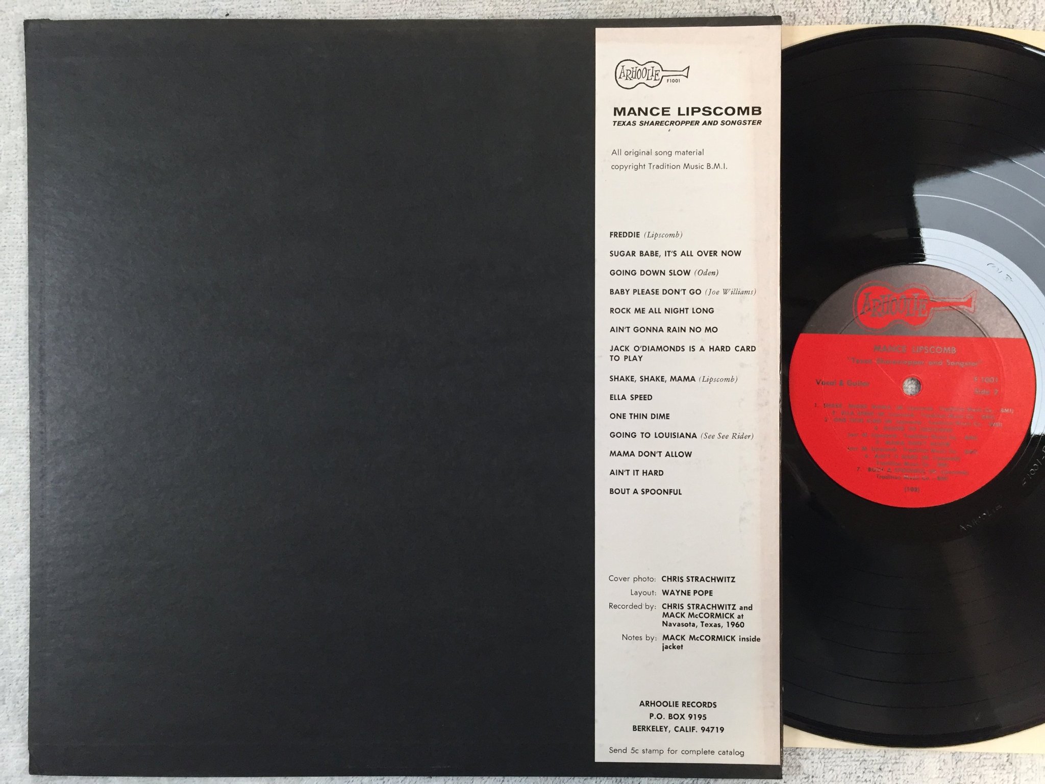 Omslagsbild för skivan MANCE LIPSCOMB Texas Sharecropper & songster LP US ARHOOLIE F1001