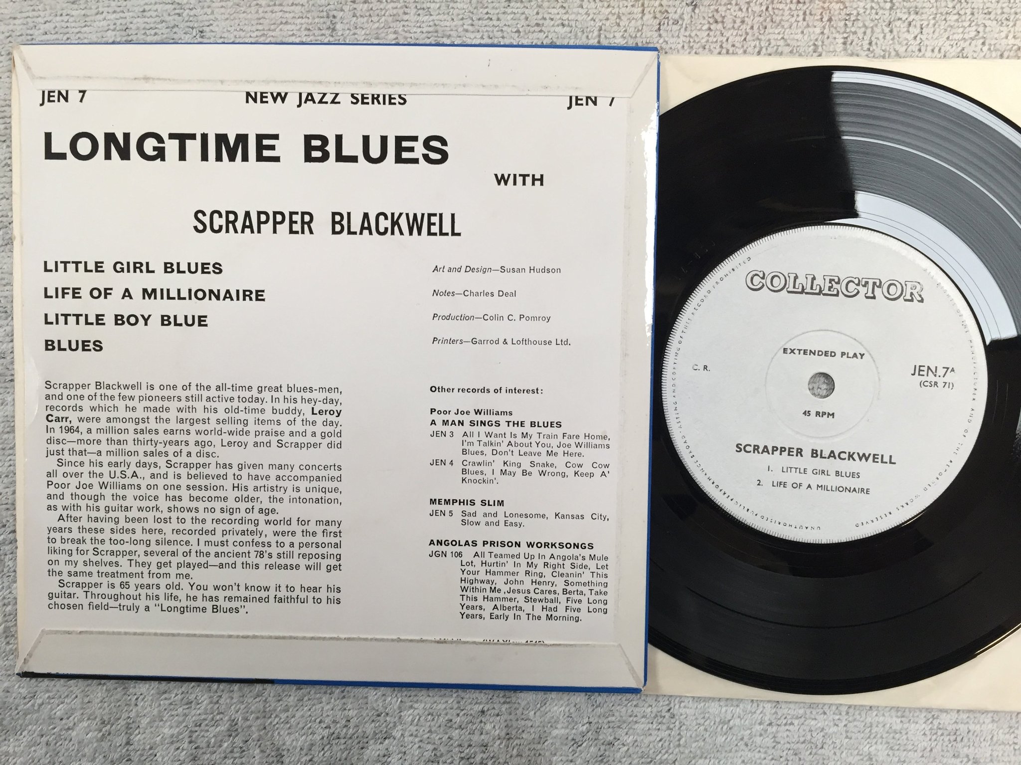 Omslagsbild för skivan SCRAPPER BLACKWELL little girl blues 7"ep -63 UK COLLECTOR JEN 7 