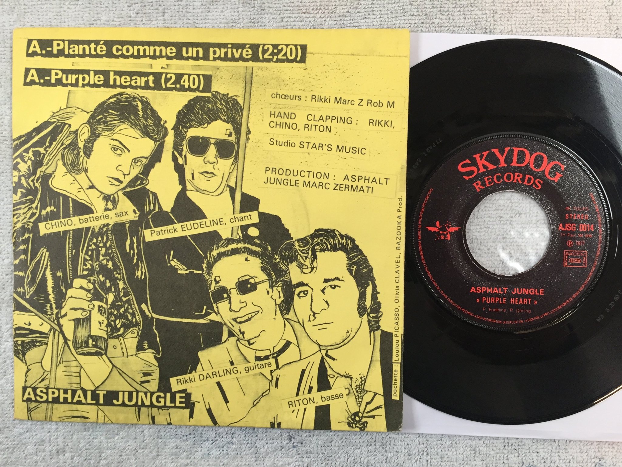 Omslagsbild för skivan ASPHALT JUNGLE Planté Comme Un Privé 7"single -78 Fra SKYDOG AJSG 0014 punk
