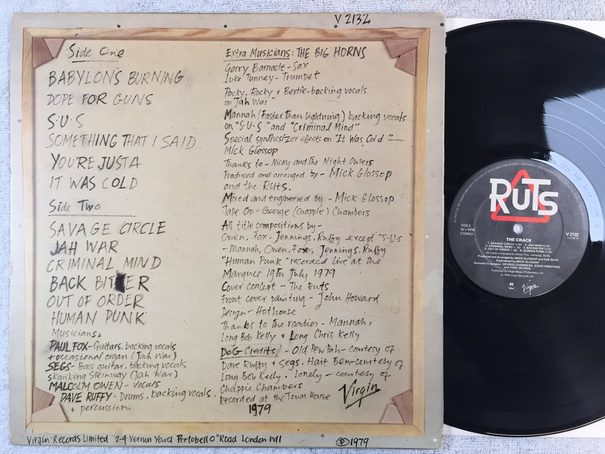 Omslagsbild för skivan RUTS the crack LP -79 UK VIRGIN V2132