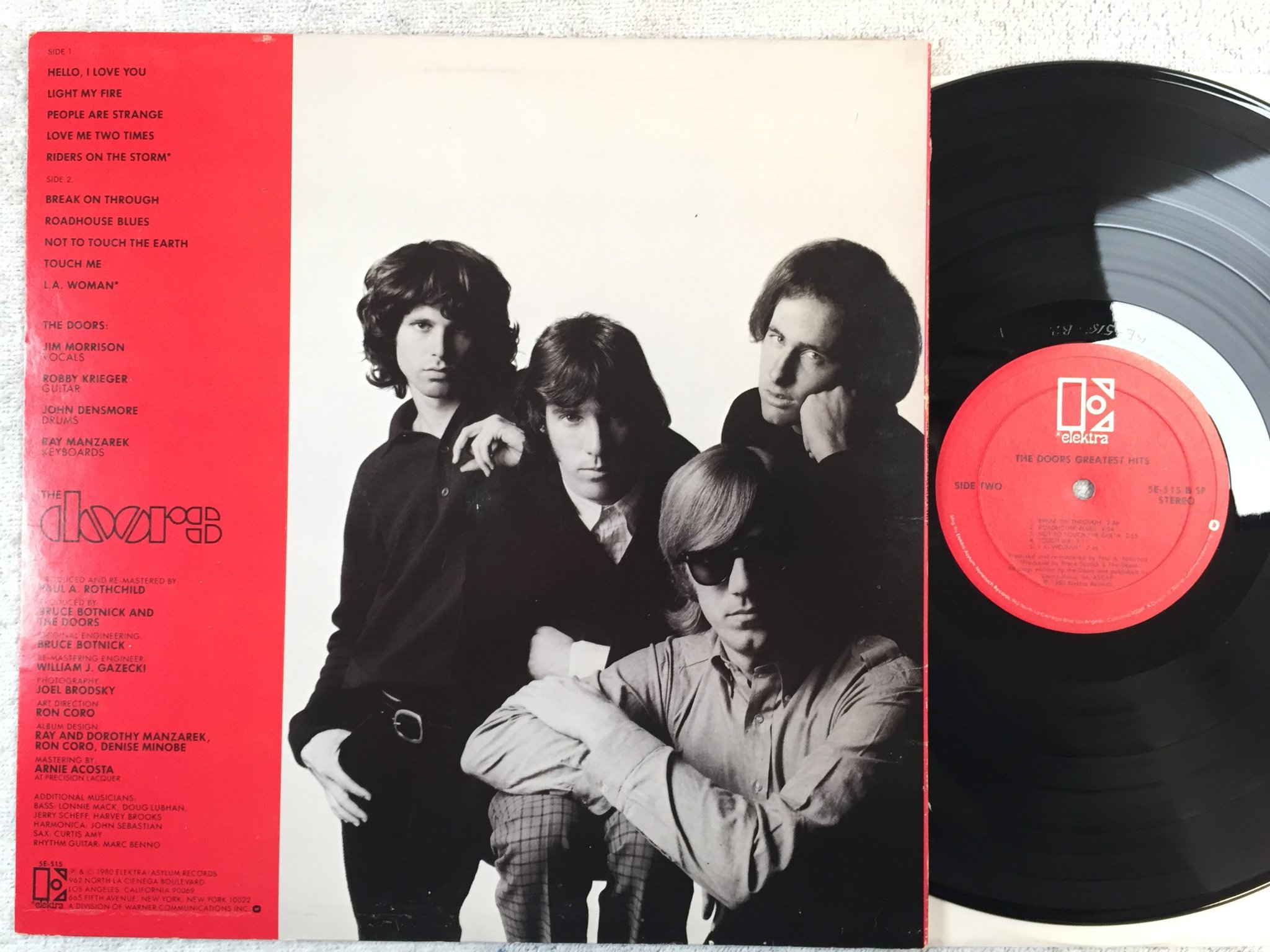 Omslagsbild för skivan THE DOORS greatest hits LP -80 US ELEKTRA 5E 515 SP