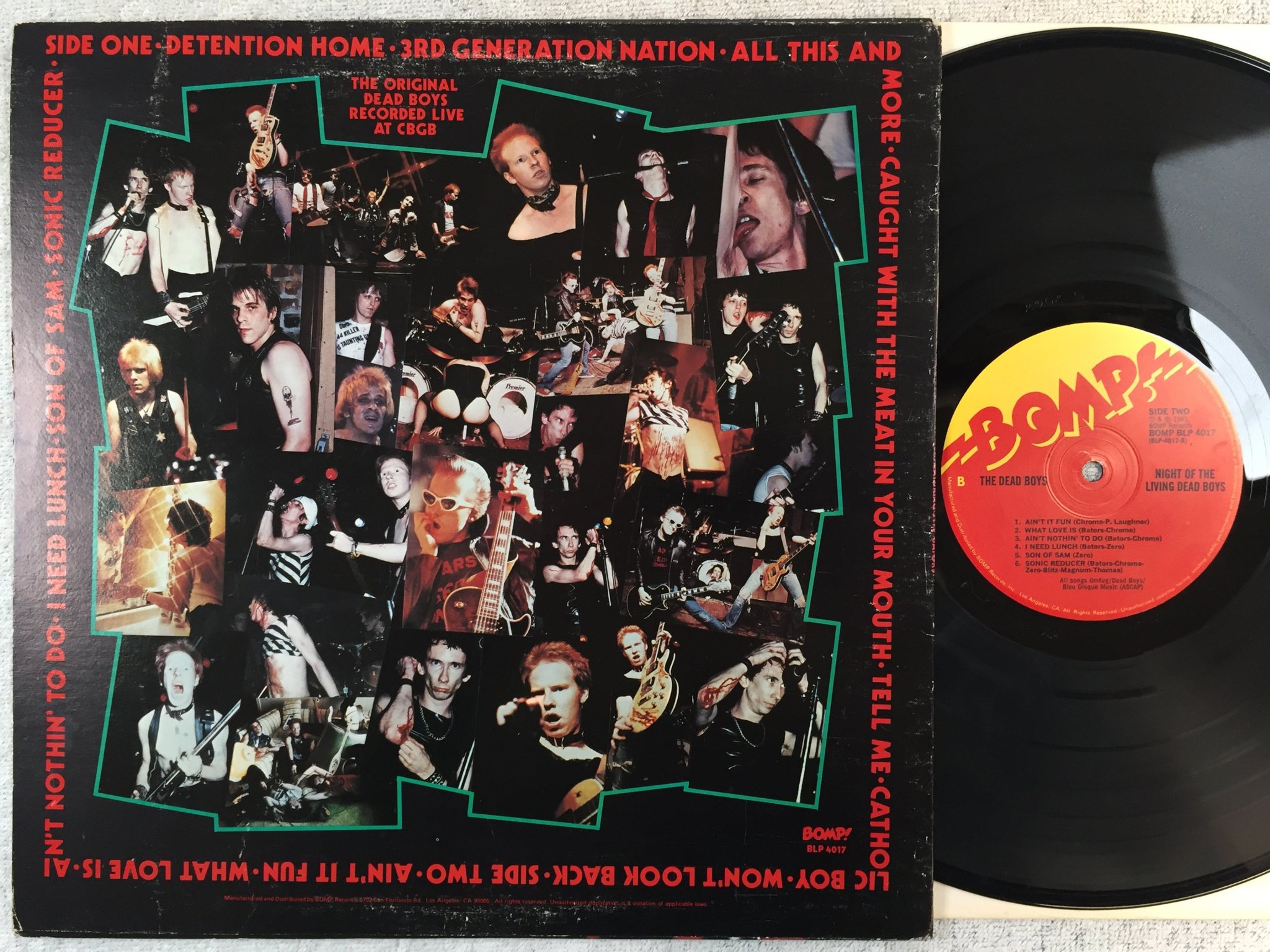 Omslagsbild för skivan THE DEAD BOYS night of the living dead boys LP -81 US BOMP! BLP 4017 w/ insert