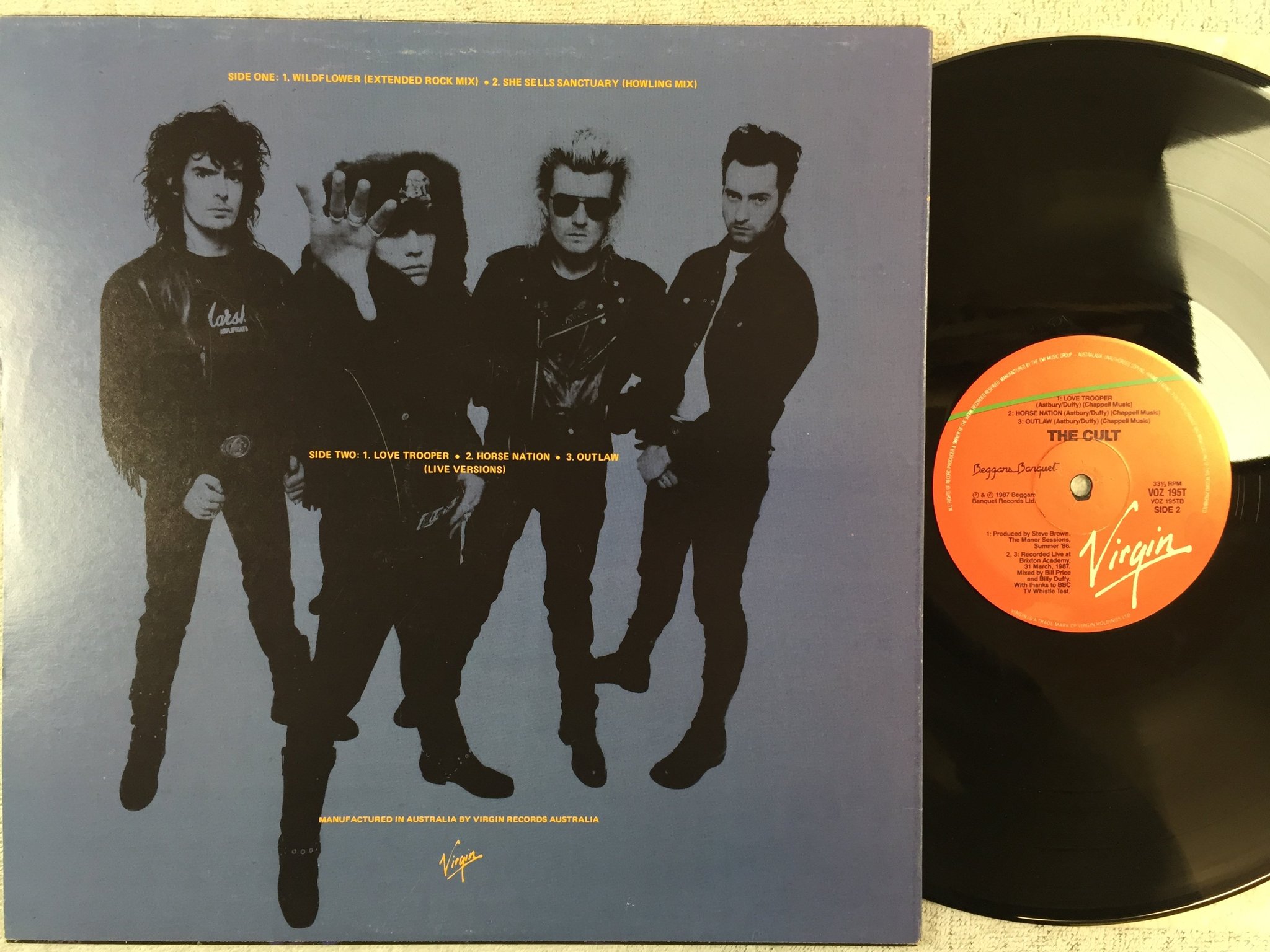 Omslagsbild för skivan THE CULT wildflower 12"ep -87  VIRGIN VOZ 195T