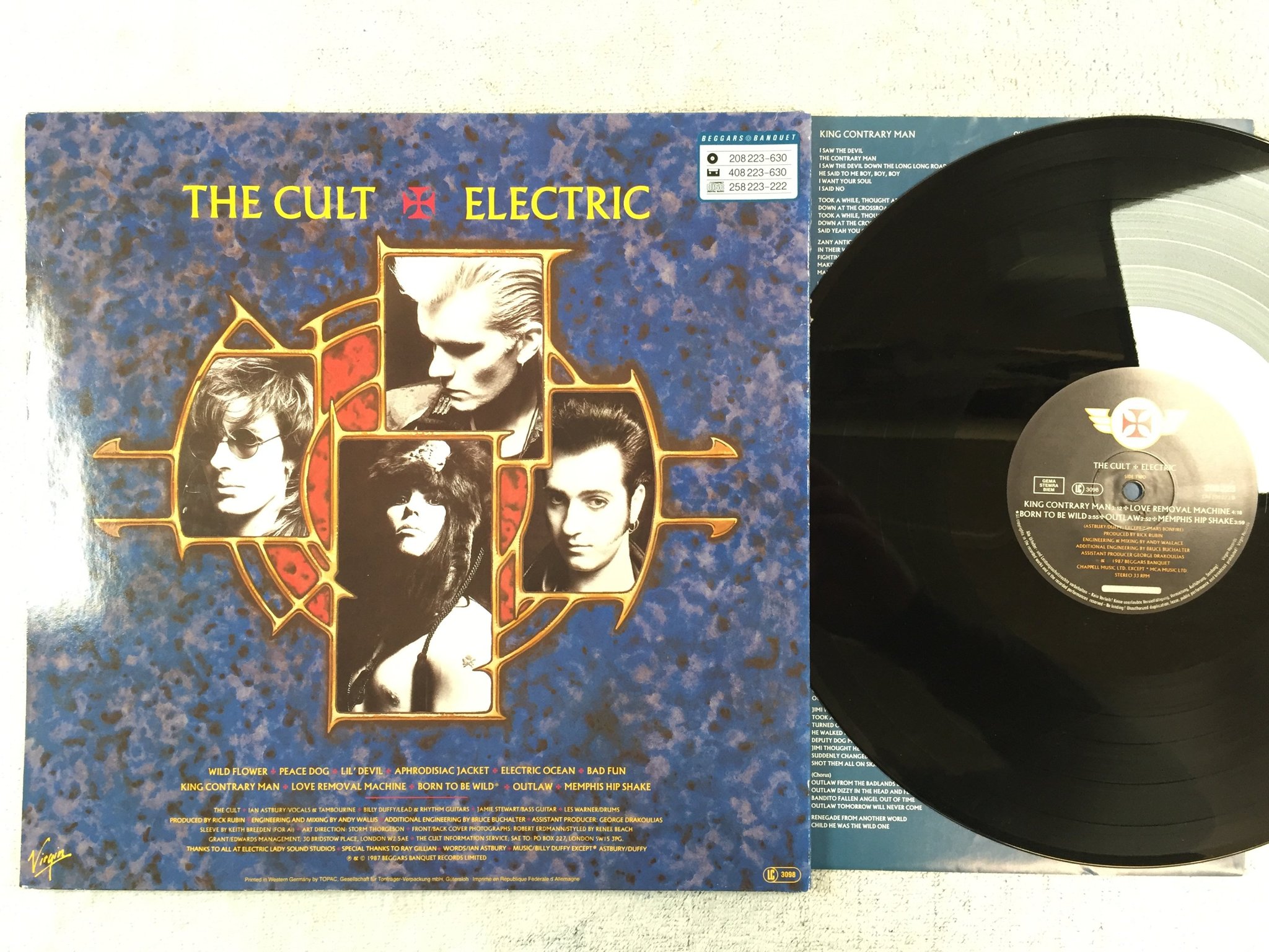 Omslagsbild för skivan THE CULT electric LP -87 BEGGARS BANQUET 208 223