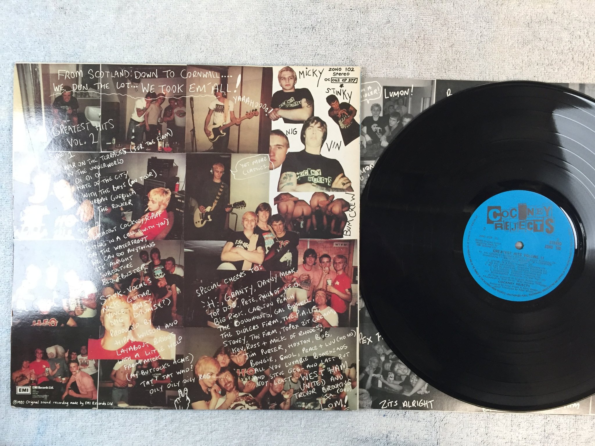 Omslagsbild för skivan COCKNEY REJECTS greatest hits vol II LP -80 UK EMI ZONO 102