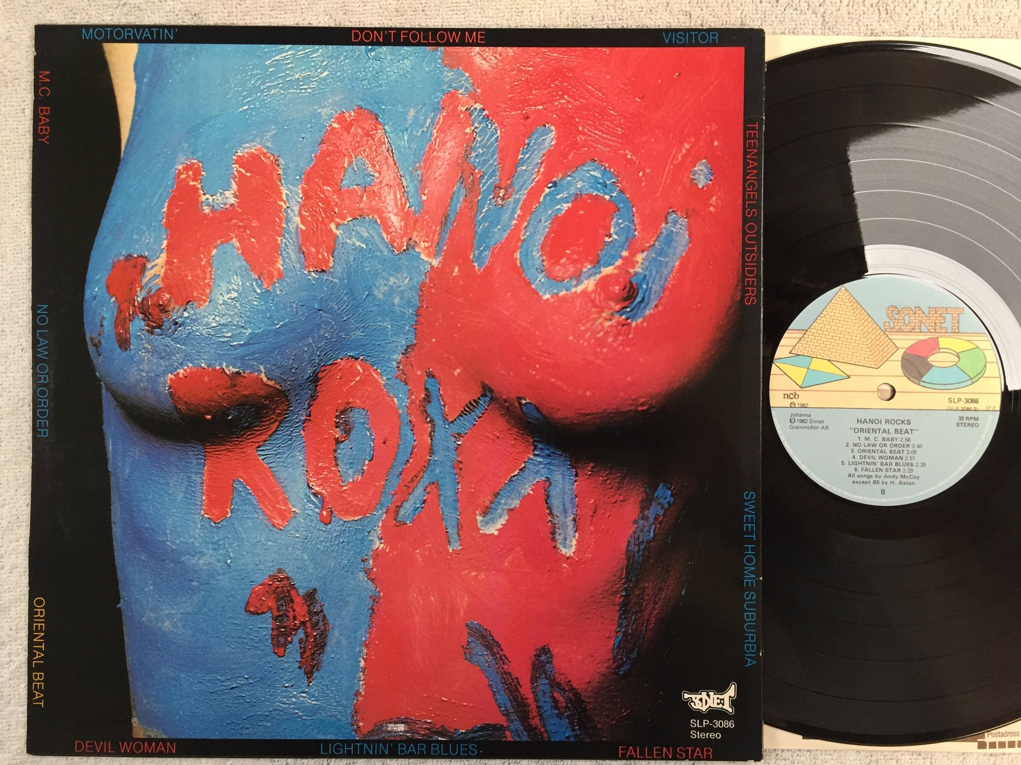 Omslagsbild för skivan HANOI ROCKS oriental beat LP -82 Swe SONET SLP 3086 