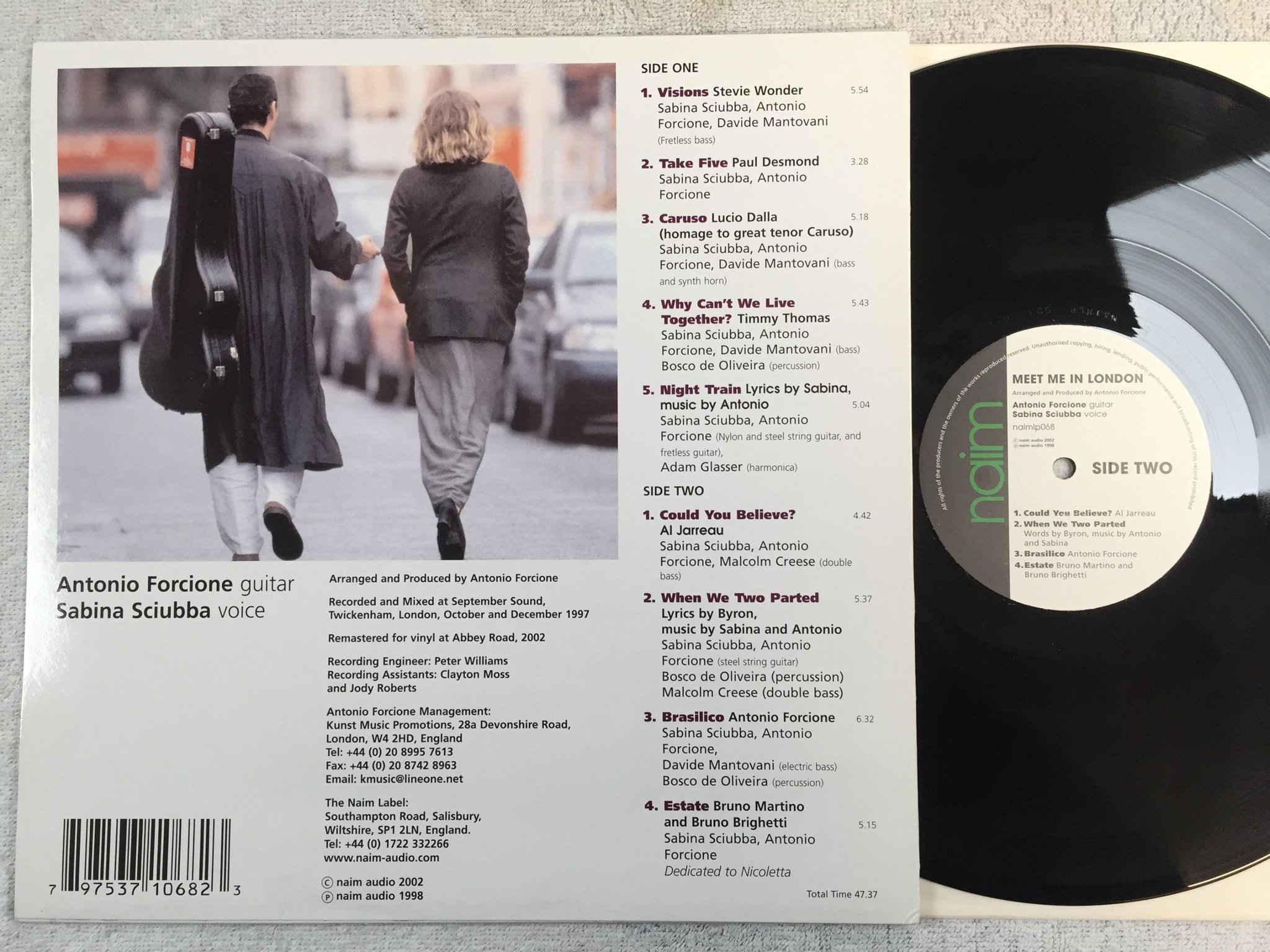 Omslagsbild för skivan SABINA SCIUBBA & FORCIONE meet me in London LP 2002 NAIM LABEL naimlp068 RARE!!!