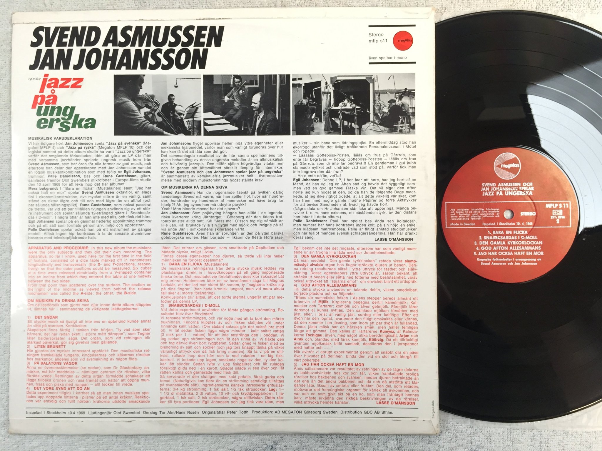 Omslagsbild för skivan JAN JOHANSSON jazz på ungerska LP Swe MEGAFON MFLP S 11