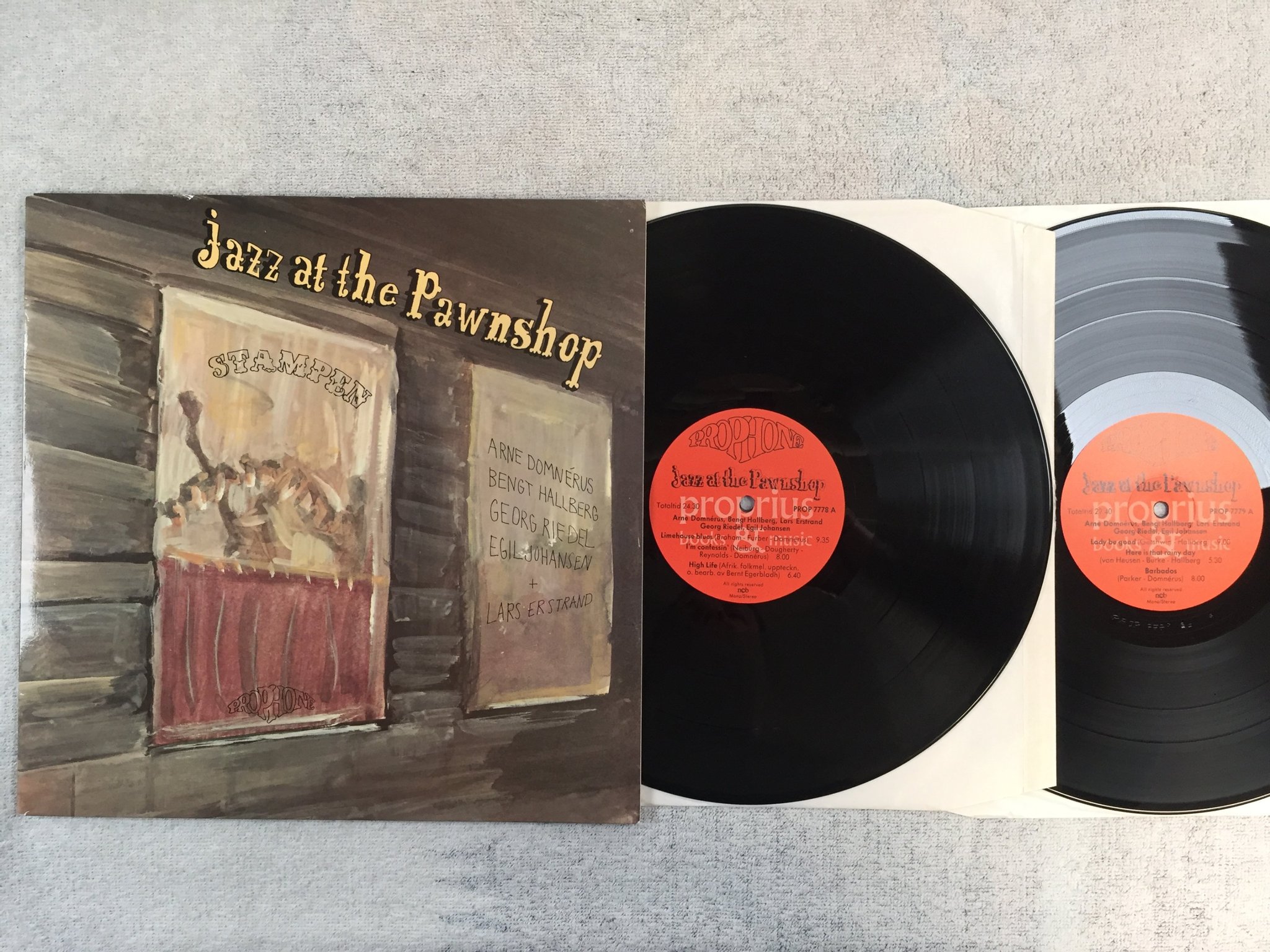 Omslagsbild för skivan ARNE DOMNERUS jazz at the pawnshop 2xLP Swe PROPHONE PROP 7778 audiophile RARE!