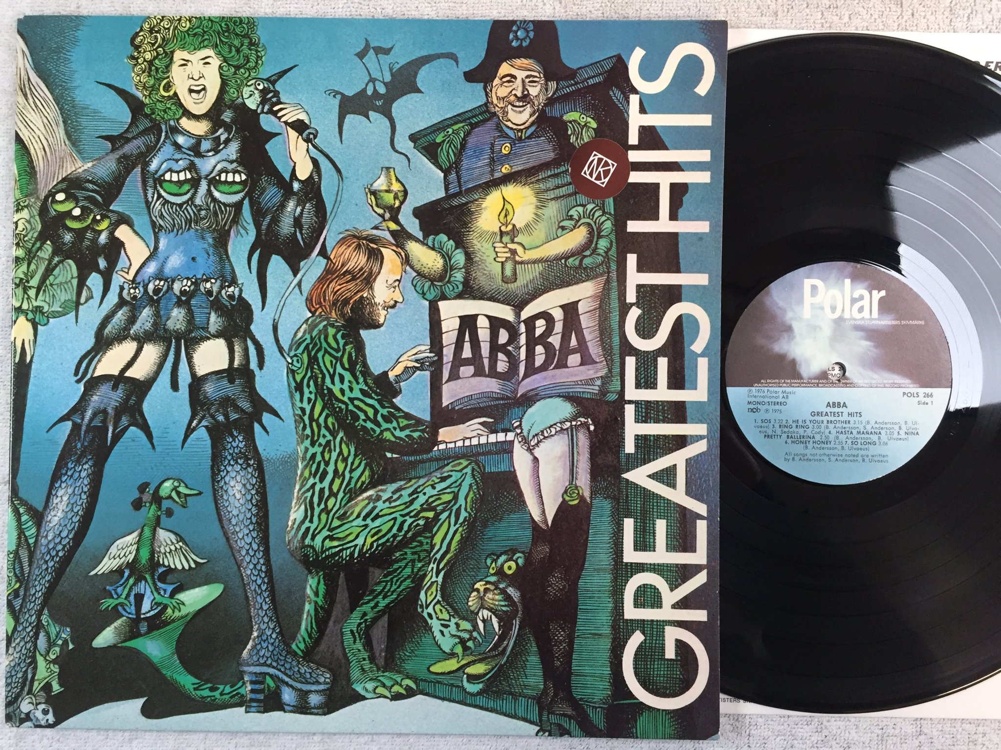 Omslagsbild för skivan ABBA greatest hits LP Swe POLAR POLS 266 Hans Arnold cover art