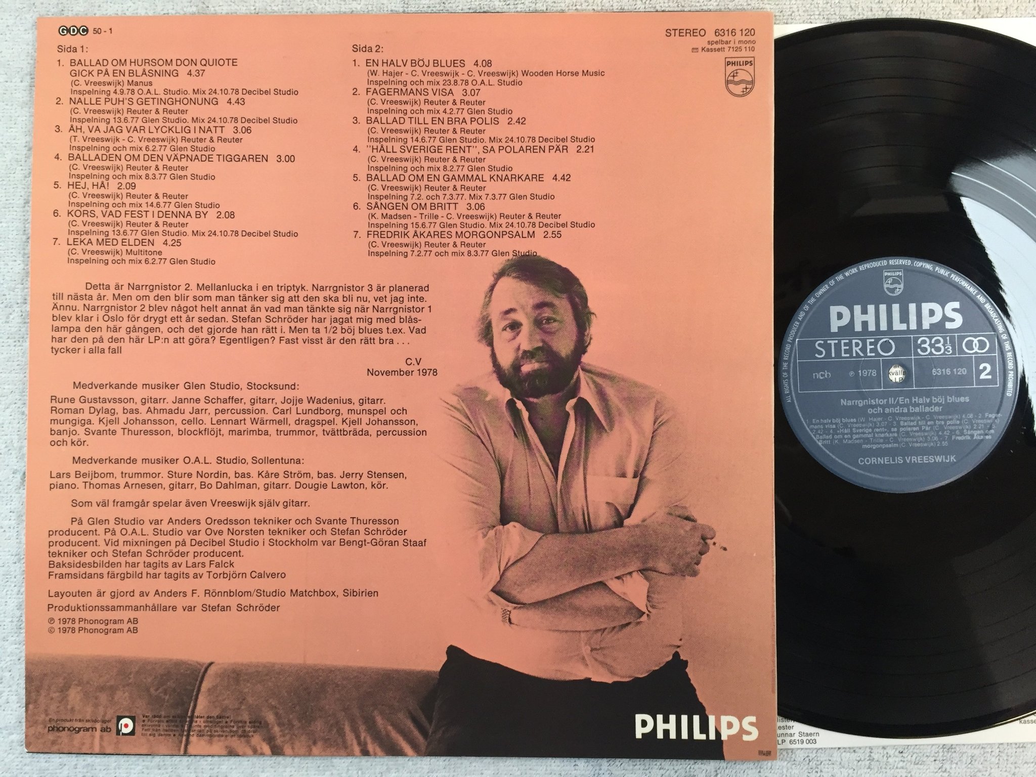 Omslagsbild för skivan CORNELIS VREESWIJK narrgnistor II LP -78 Swe PHILIPS 6316120