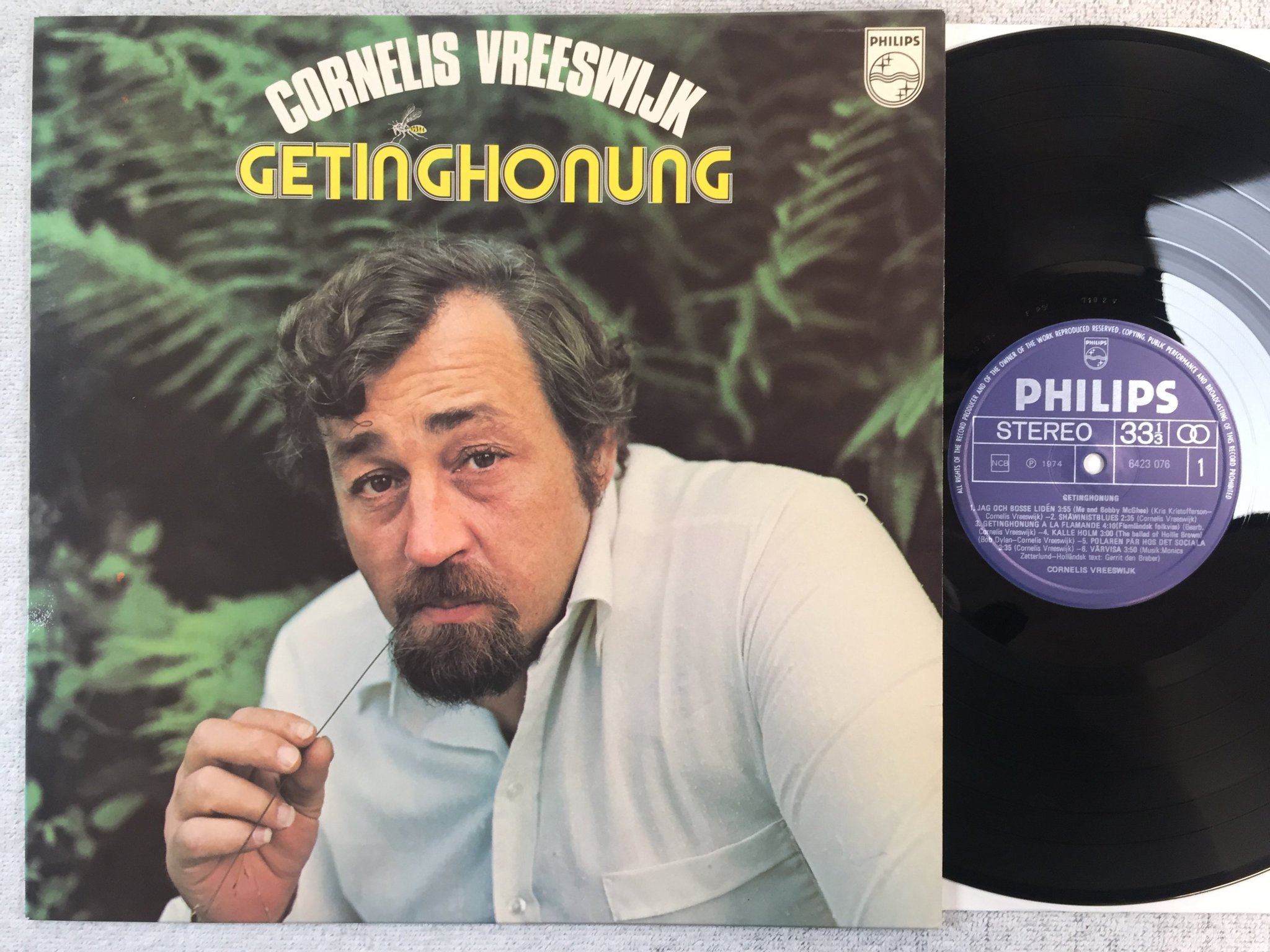 Omslagsbild för skivan CORNELIS VREESWIJK getinghonung LP -74 Swe PHILIPS 6423 076