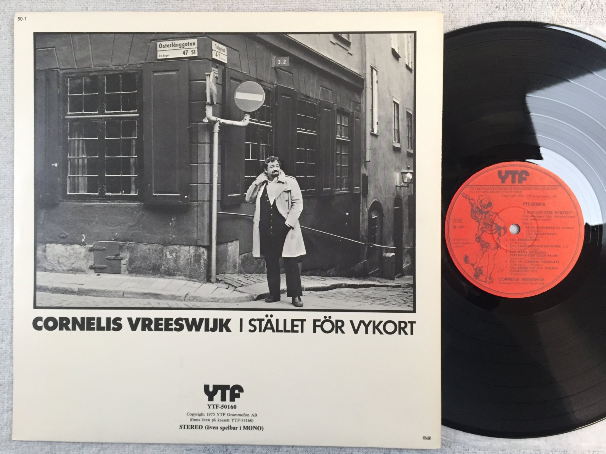 Omslagsbild för skivan CORNELIS VREESWIJK i stället för vykort LP -73 Swe YTF 50160