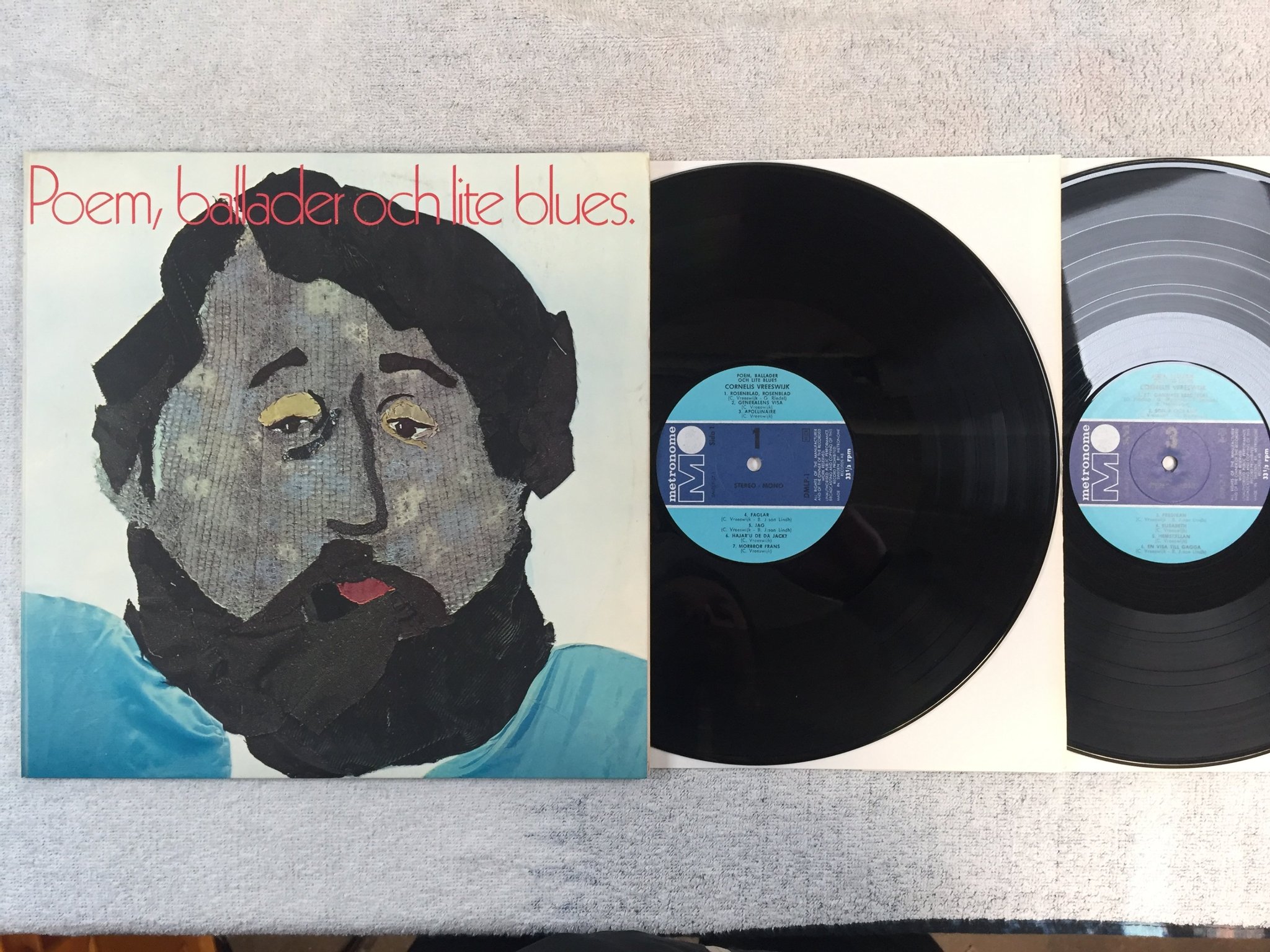 Omslagsbild för skivan CORNELIS VREESWIJK poem ballader & lite blues 2xLP -70 Swe METRONOME DMLP-1