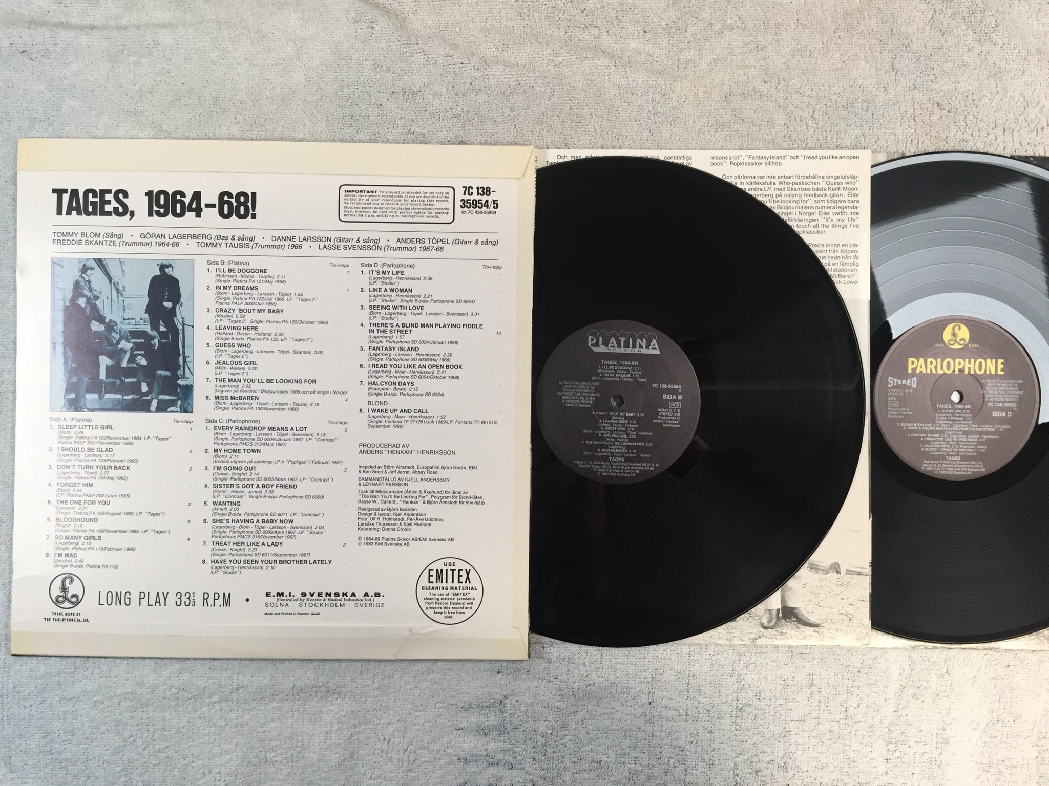 Omslagsbild för skivan TAGES 1964-68! 2xLP Swe PLATINA 7C 138-35954