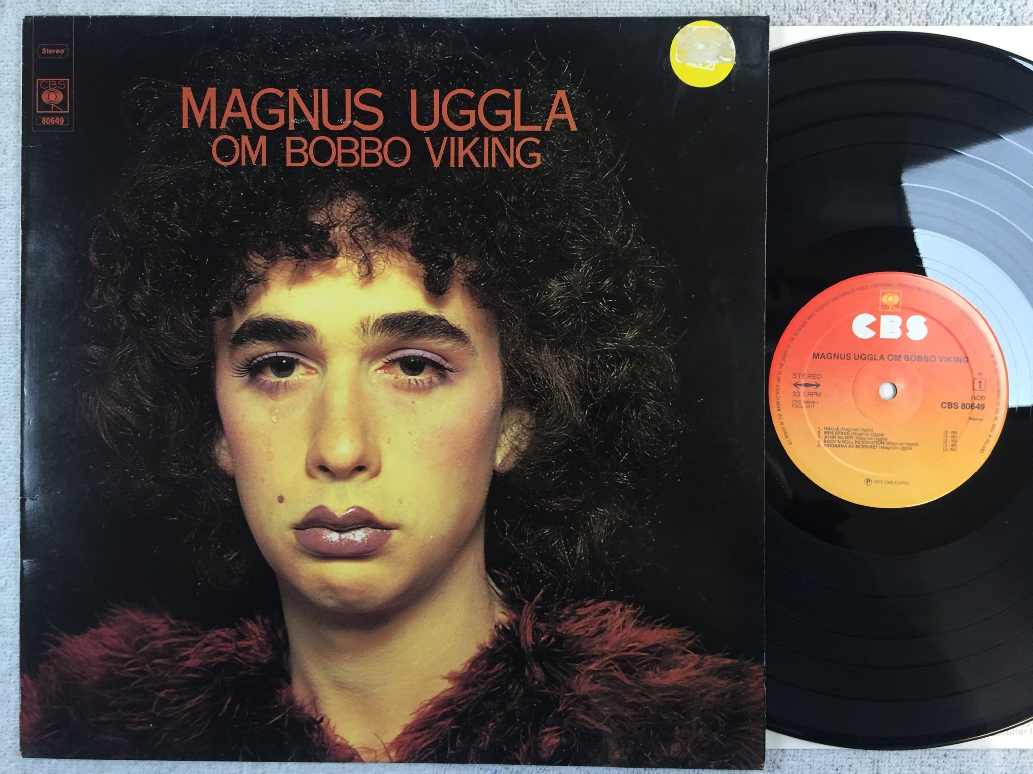 Omslagsbild för skivan MAGNUS UGGLA om Bobbo Viking LP -75 CBS 80649