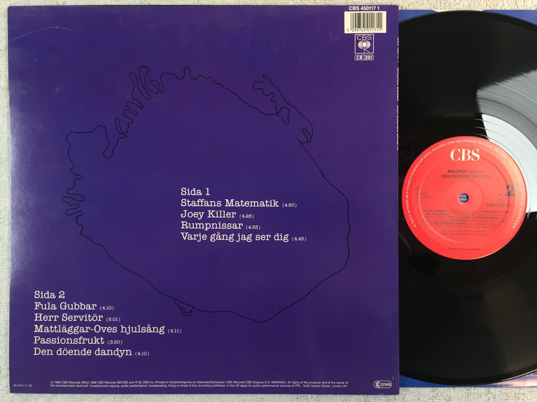 Omslagsbild för skivan MAGNUS UGGLA den dödende dandyn LP -86 CBS 4501171 "joey killer"