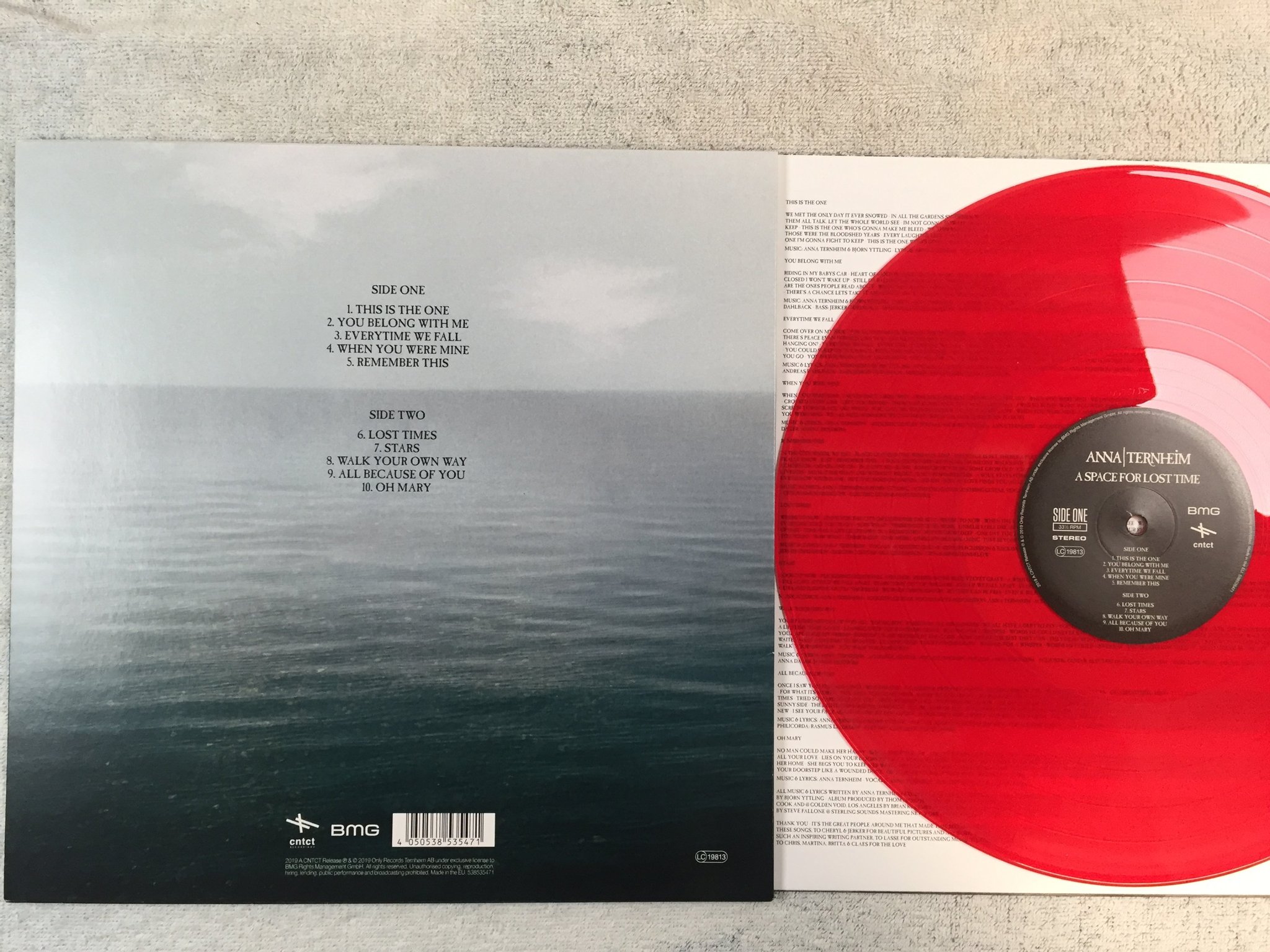 Omslagsbild för skivan ANNA TERNHEIM a space for lost time LP 2019 BMG red vinyl / #195/300 