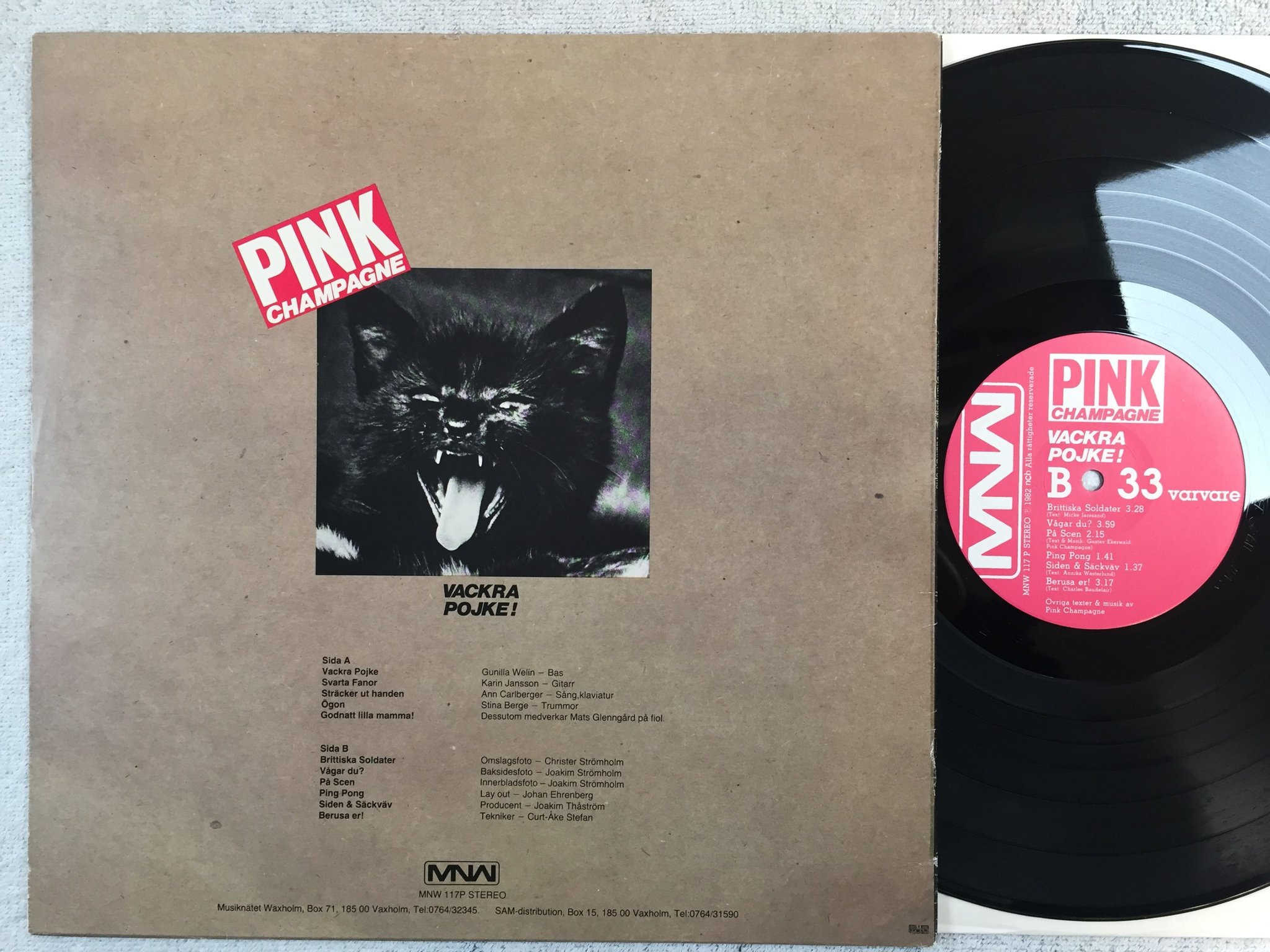 Omslagsbild för skivan PINK CHAMPAGNE vackra pojke! LP -82 Swe MNW 117 P