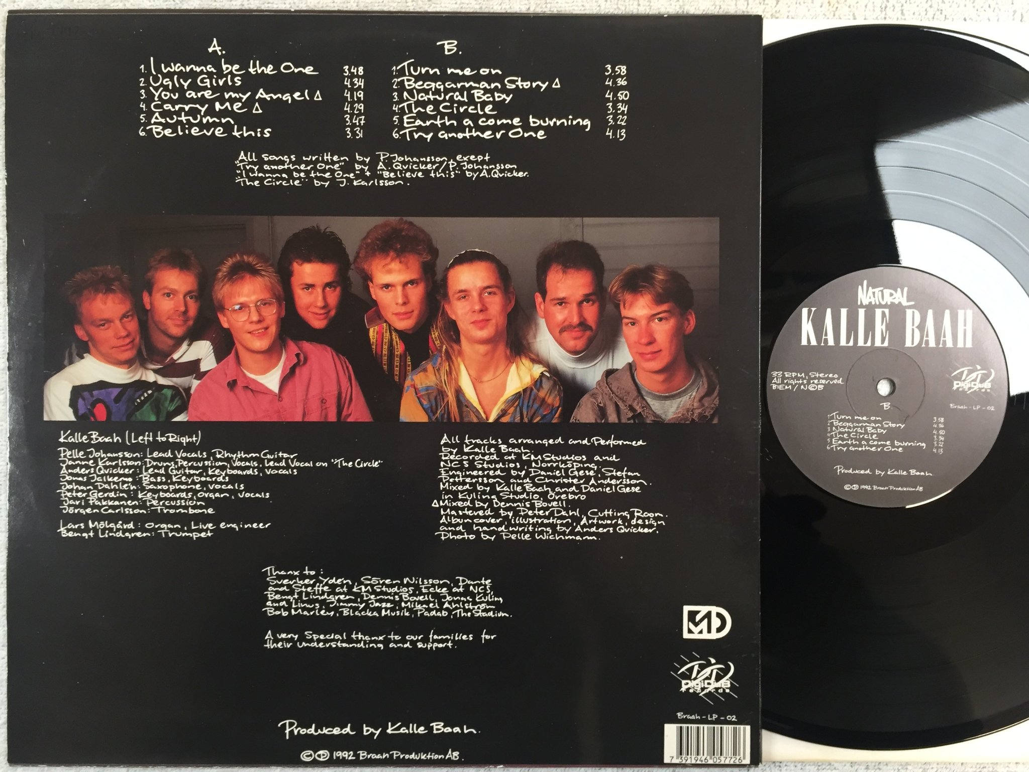 Omslagsbild för skivan KALLE BAAH natural LP -92 Swe Braah-LP-02 reggae SVÅR!