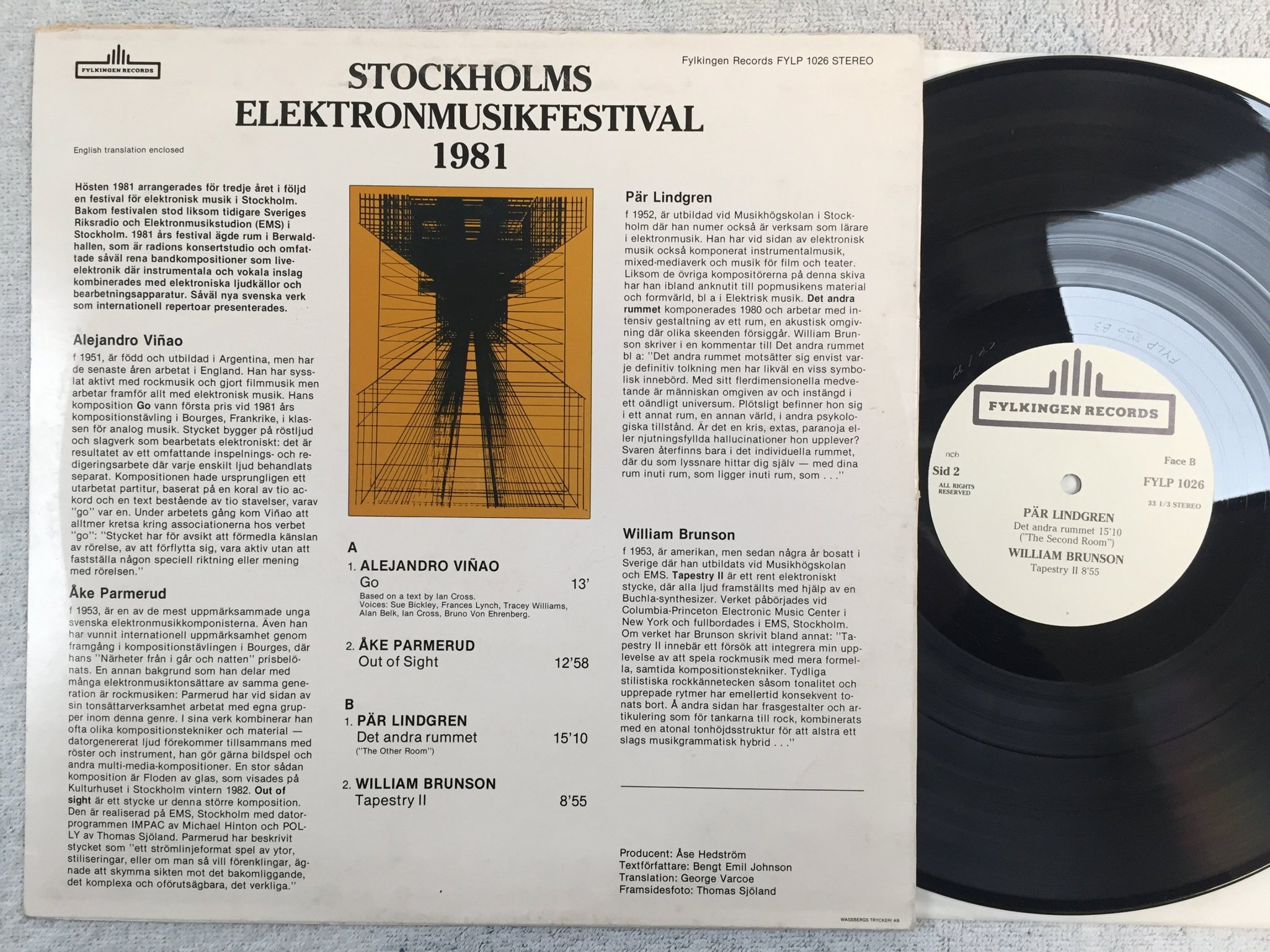 Omslagsbild för skivan V/A Stockholms elektronmusikfestival 1981 LP -82 Swe FYLKINGEN FYLP 1026 experim
