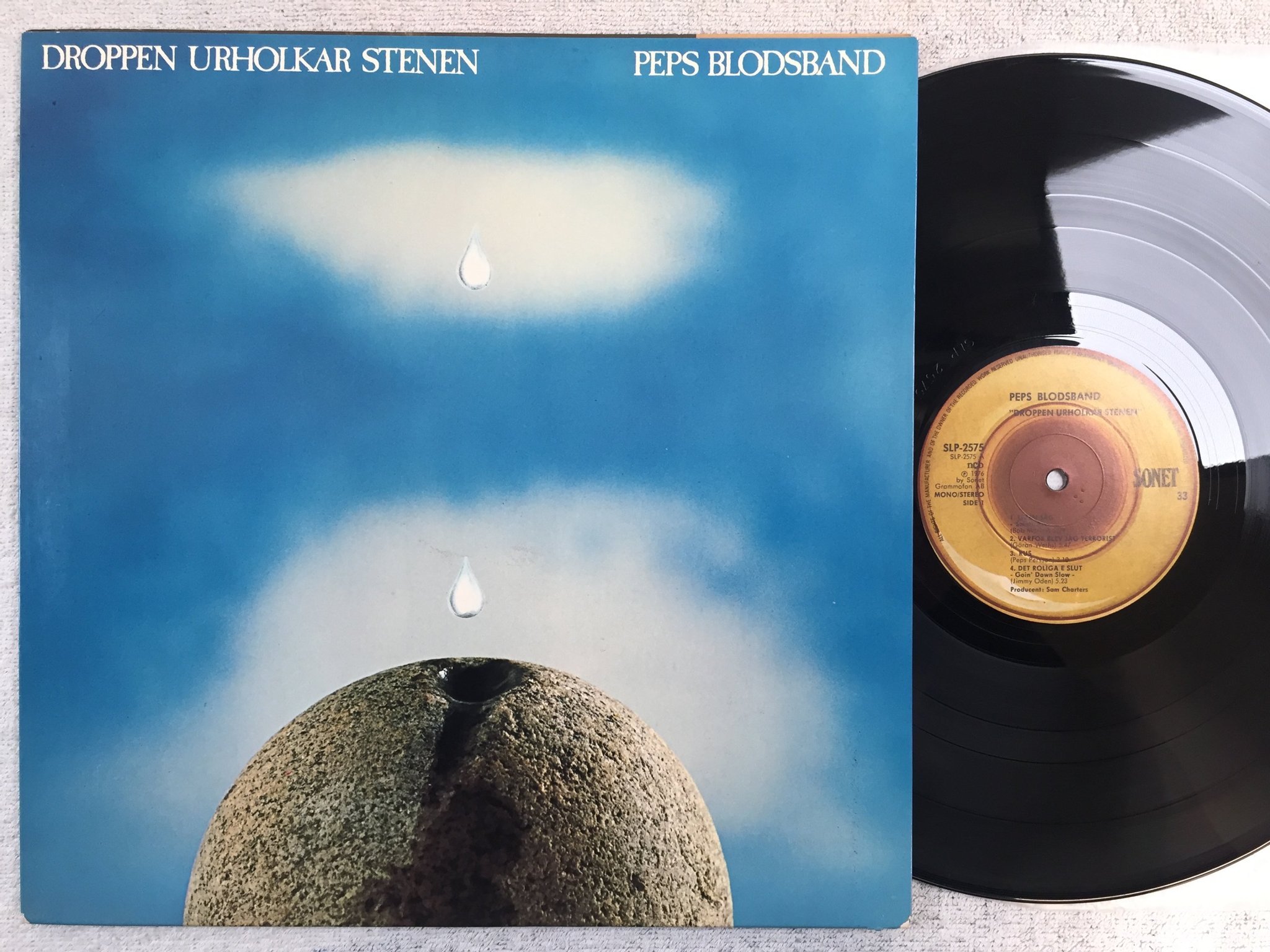 Omslagsbild för skivan PEPS BLODSBAND droppen urholkar stenen LP -76 Swe SONET SLP-2575